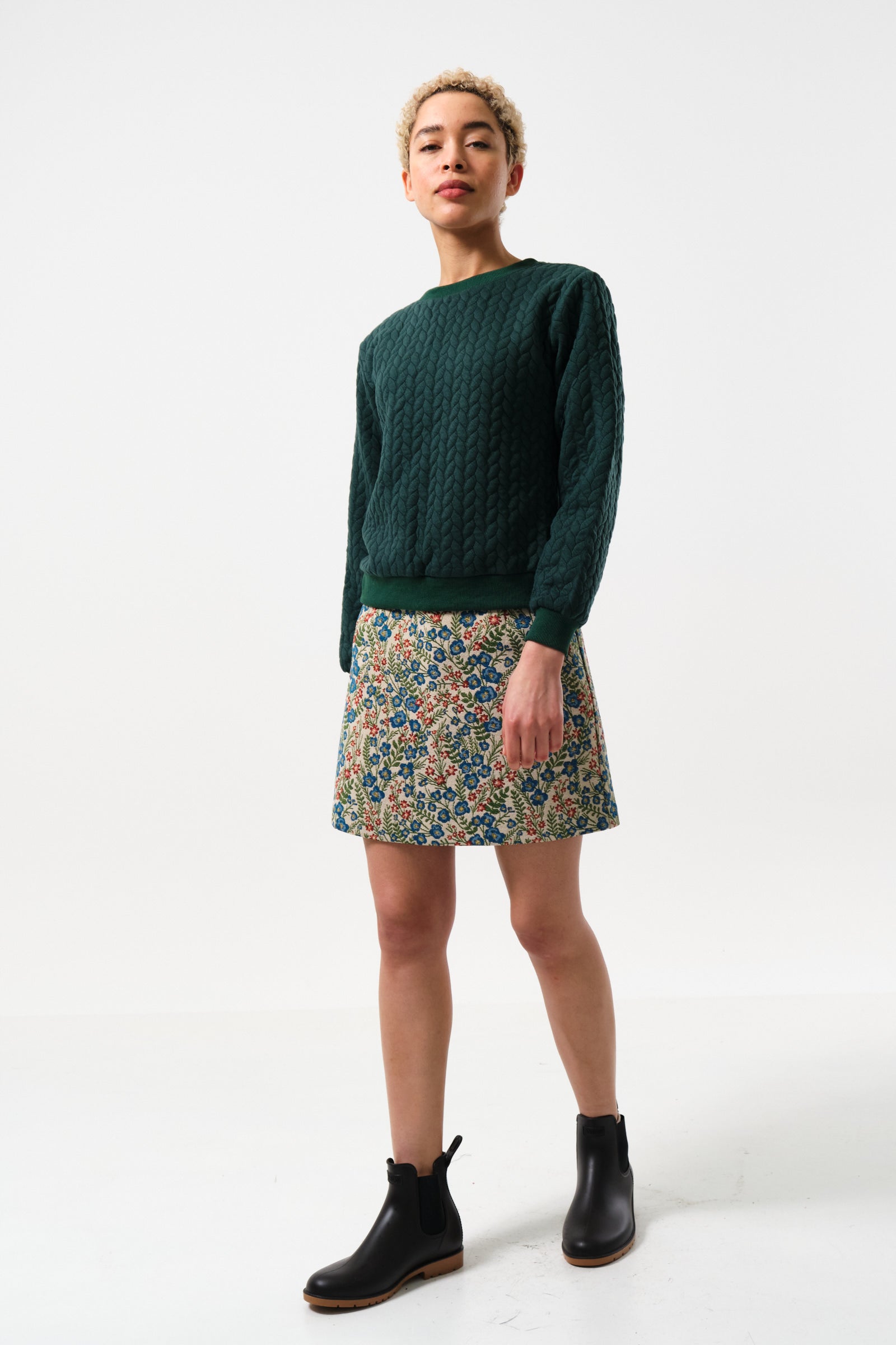 Jan Plait Quilt Sweatshirt - Forest Green - Detail 2