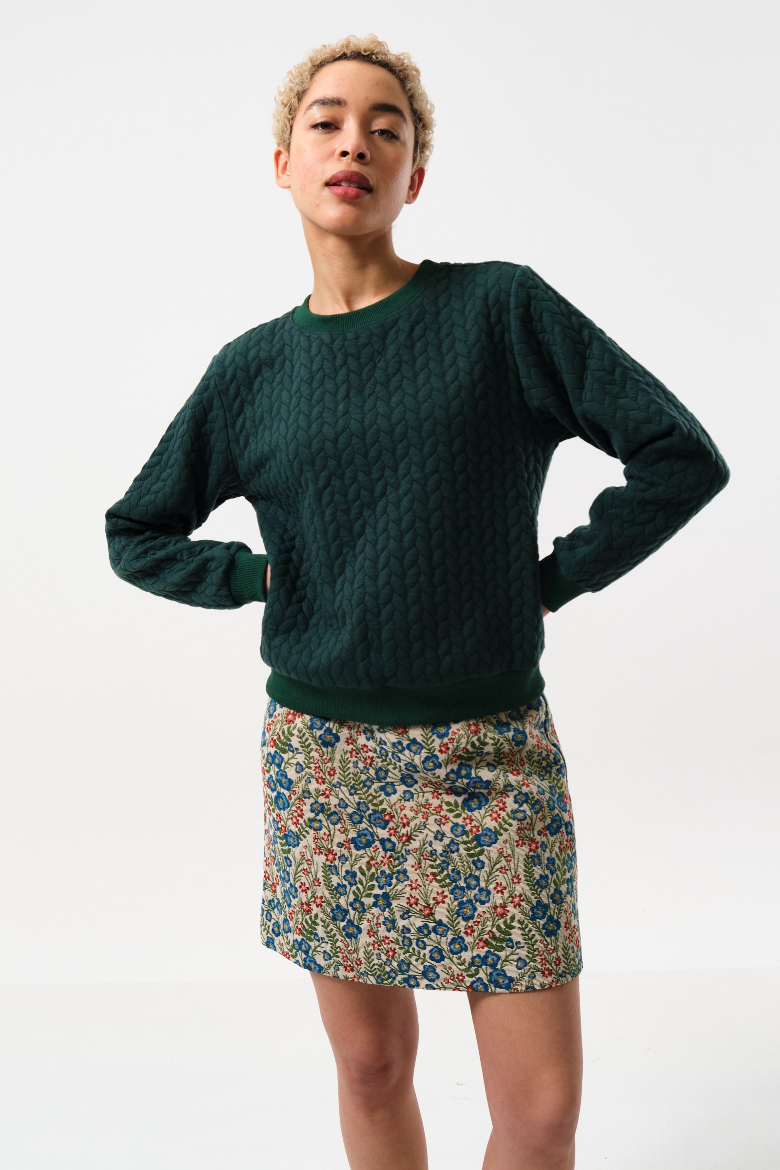 Aubin Aubusson Vintage Style Floral Jacquard Mini Skirt