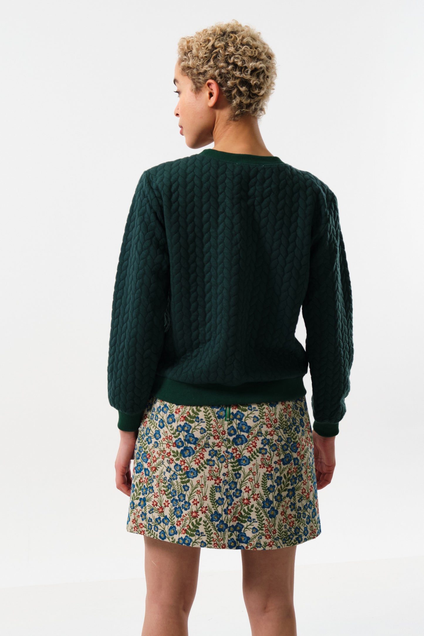 Jan Plait Quilt Sweatshirt - Forest Green