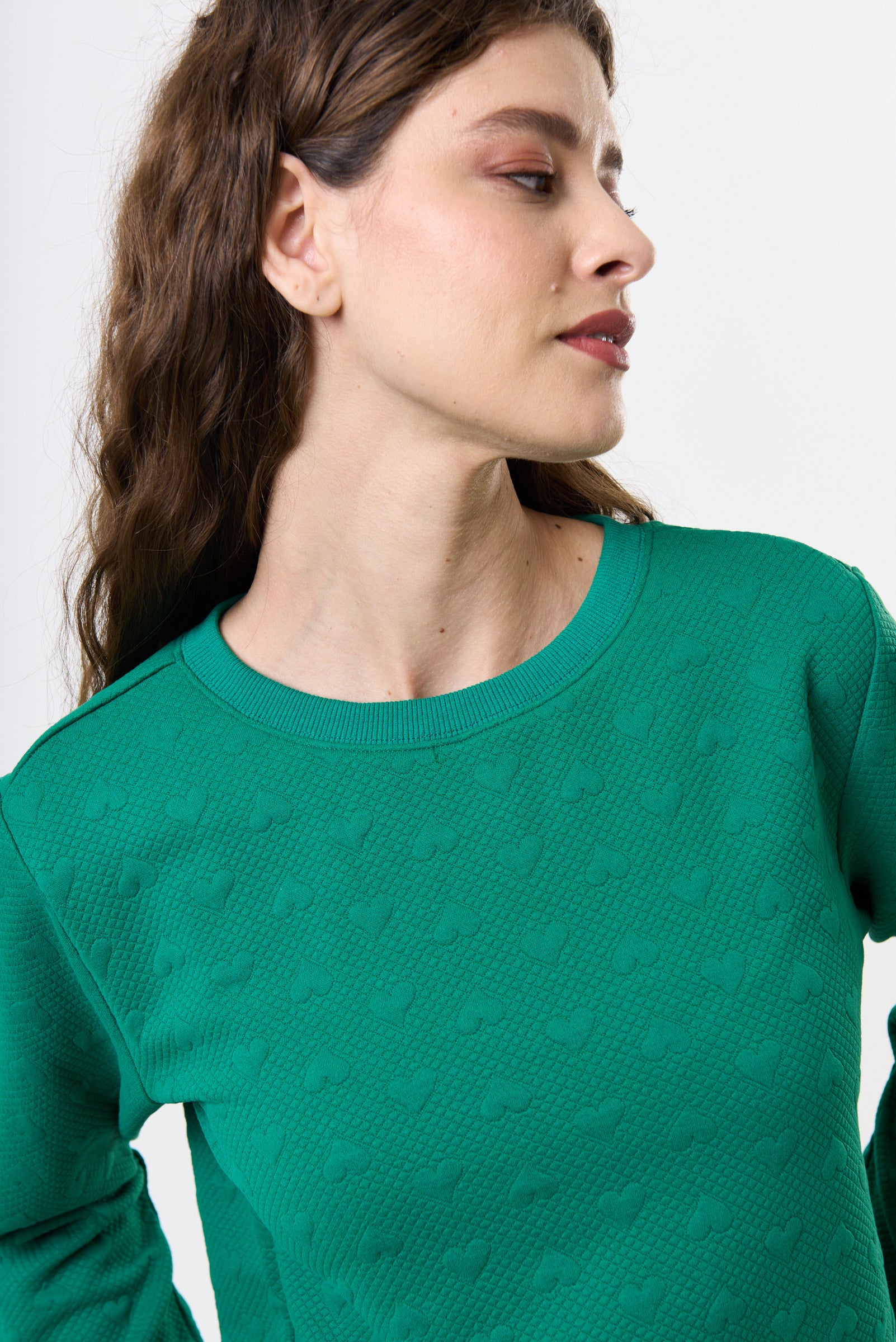 Jan Heartfelt Quilted Sweatshirt - Green