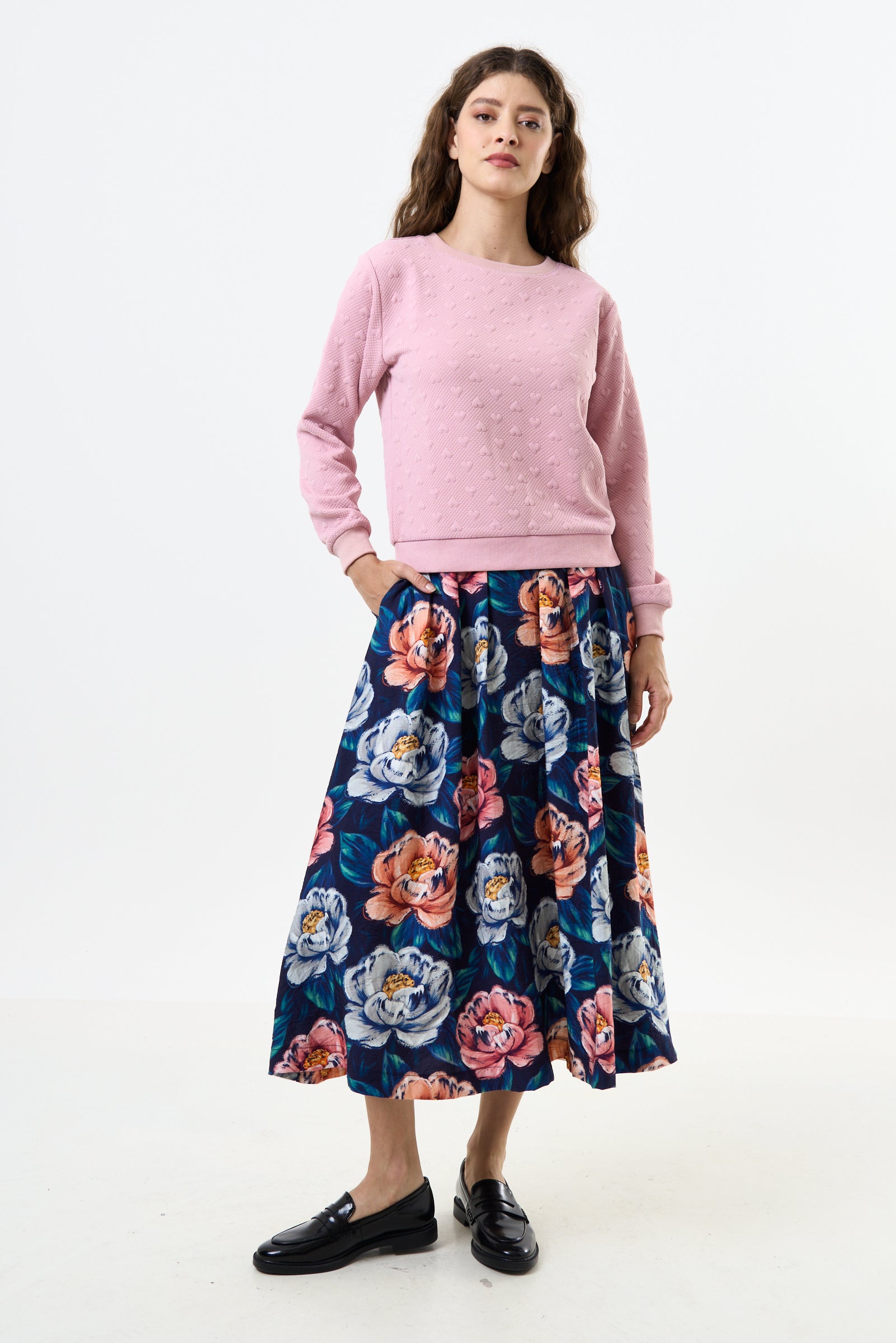 Jan Heartfelt Quilted Sweatshirt - Pale Pink