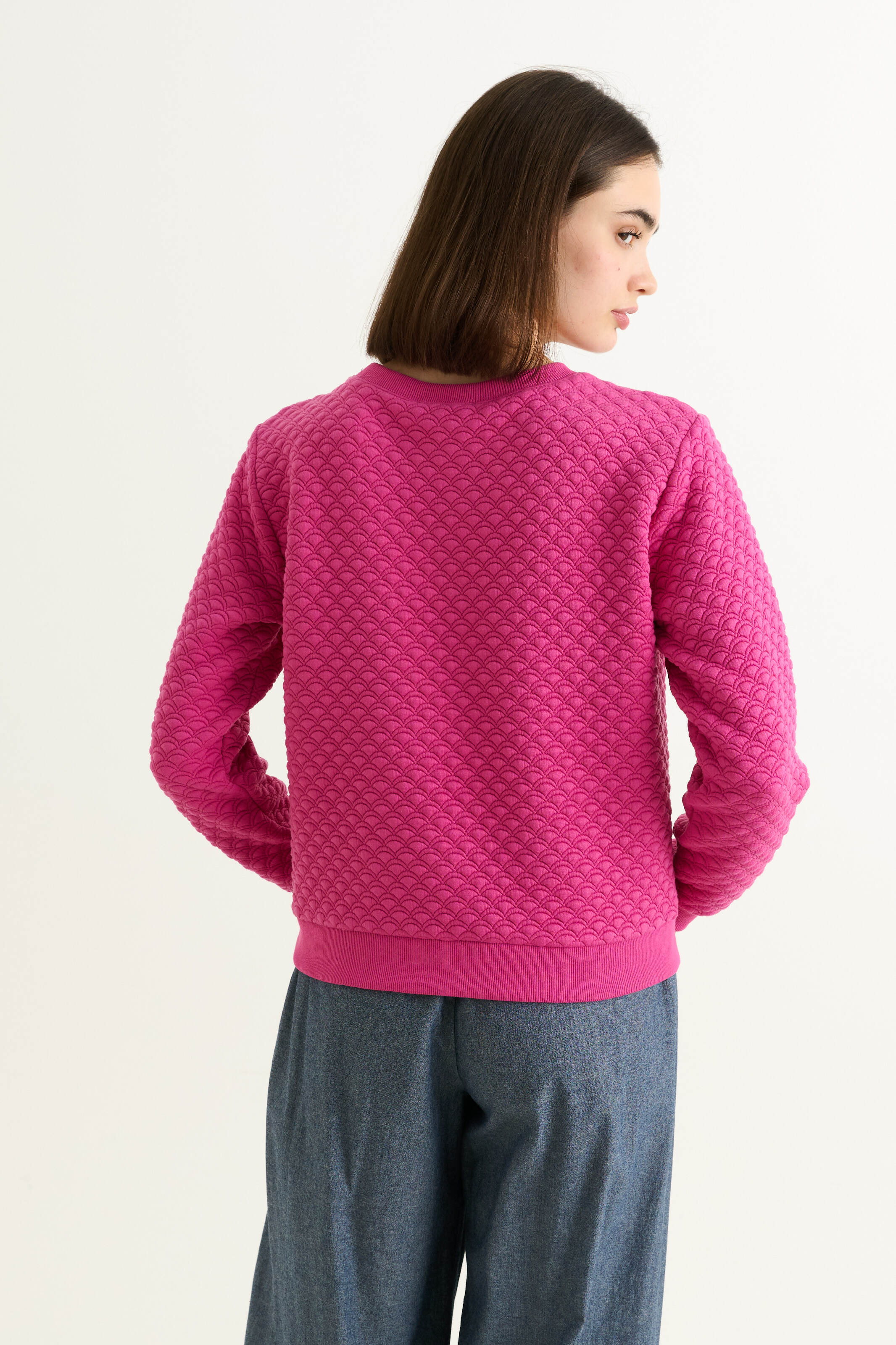 Jan Scallop Quilt Sweatshirt - Pink
