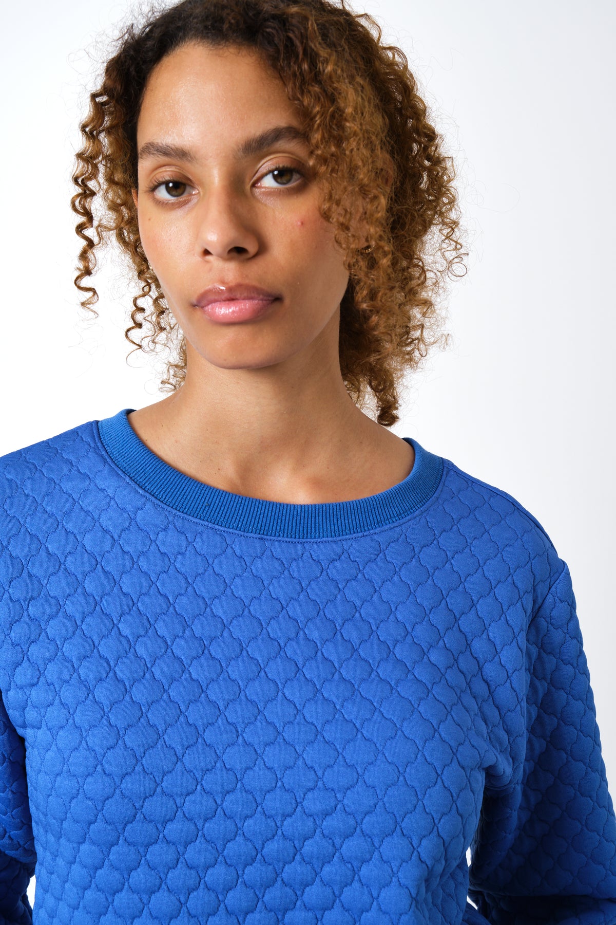 Jan Tile Quilted Sweatshirt - Blue - Detail 1