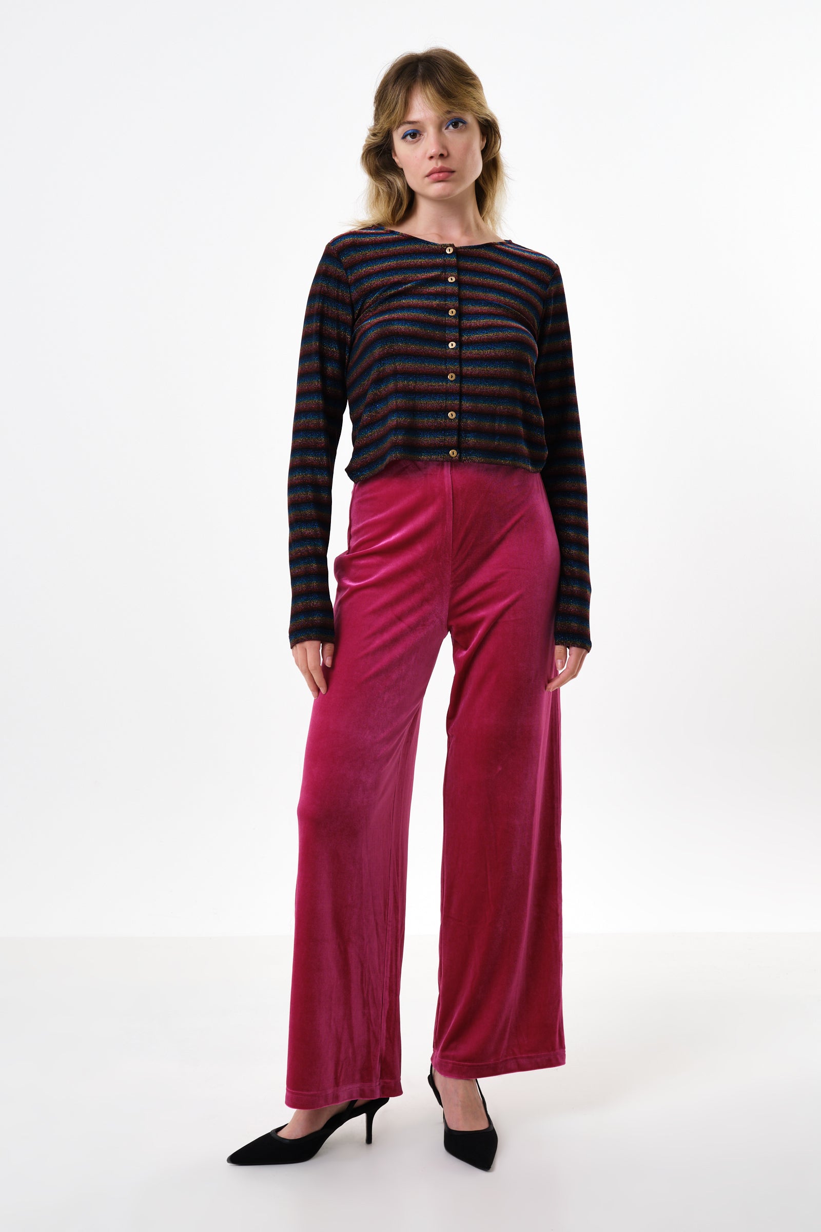 Jayda Sparkle Stripe Cardigan - Gold - Detail 2