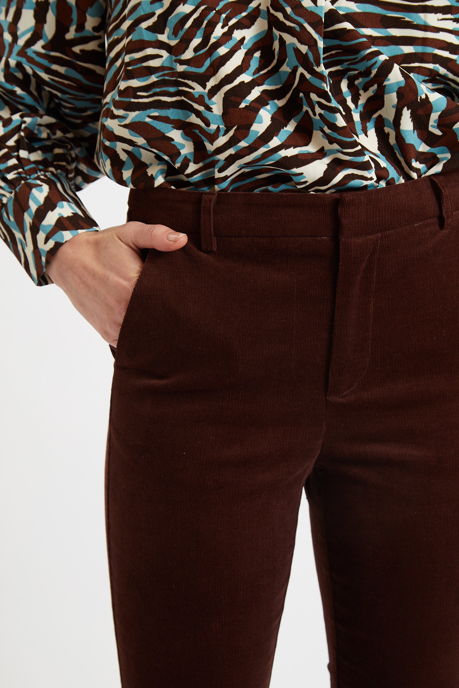 Jayelyn Babycord Flared Trousers - Chocolate - Detail 3