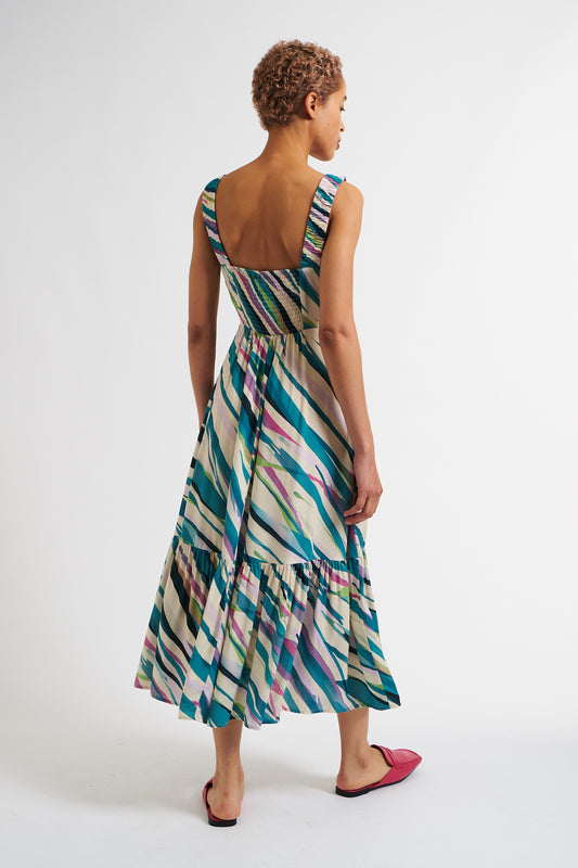 Jema Diagonal Wave Print Midi Sundress