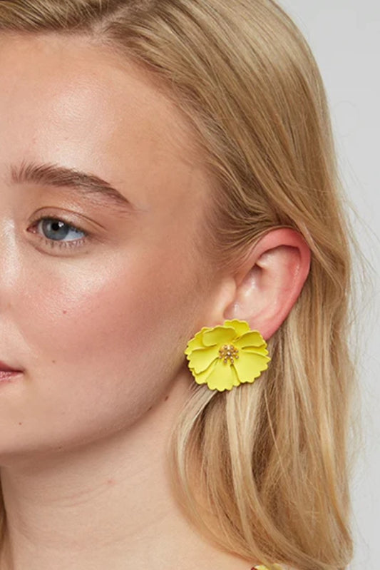 Jalicia Flower Stud Earrings - Yellow
