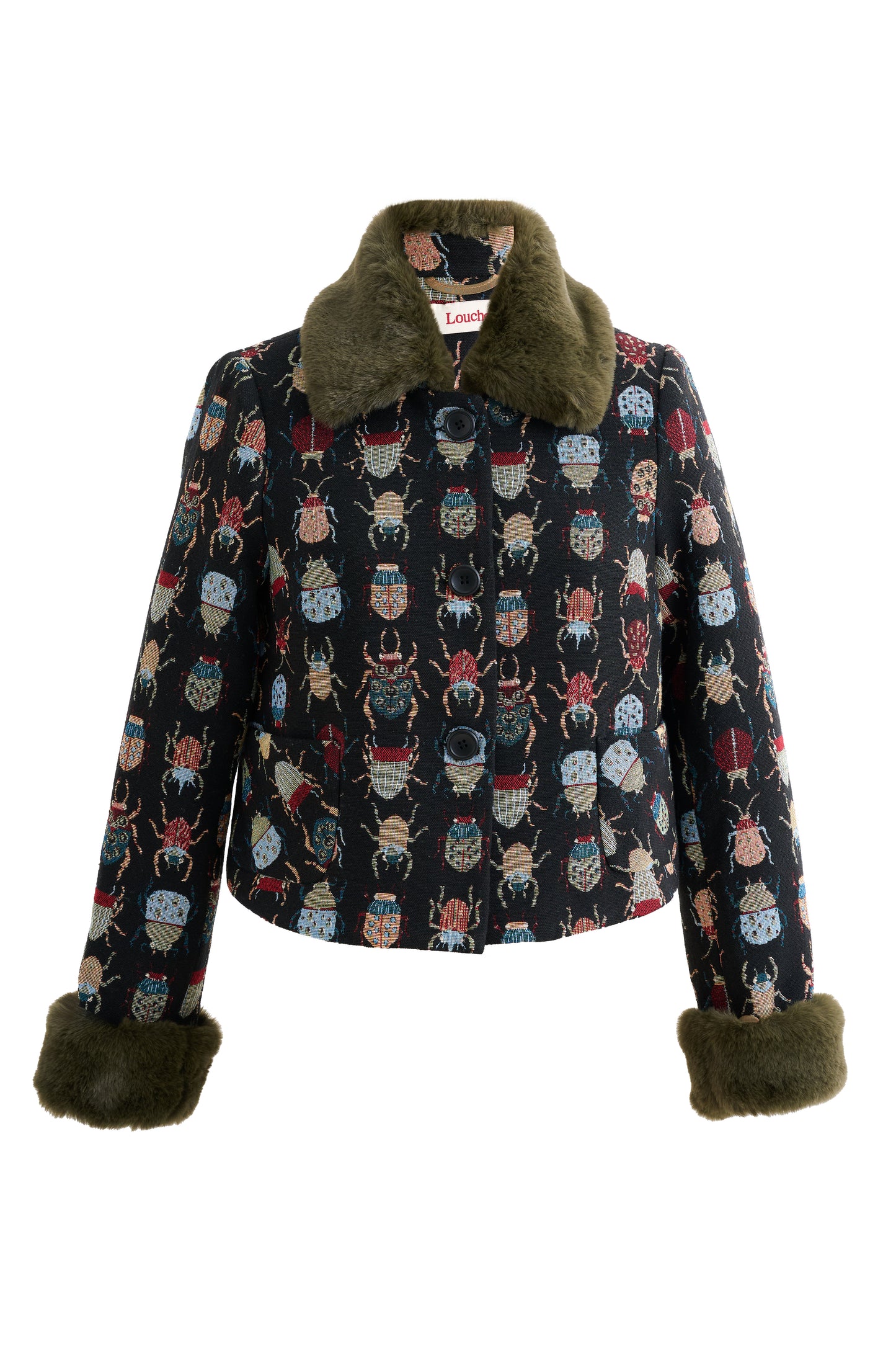 Kent Beetlejuice Jacquard Fur Trim Cropped Jacket