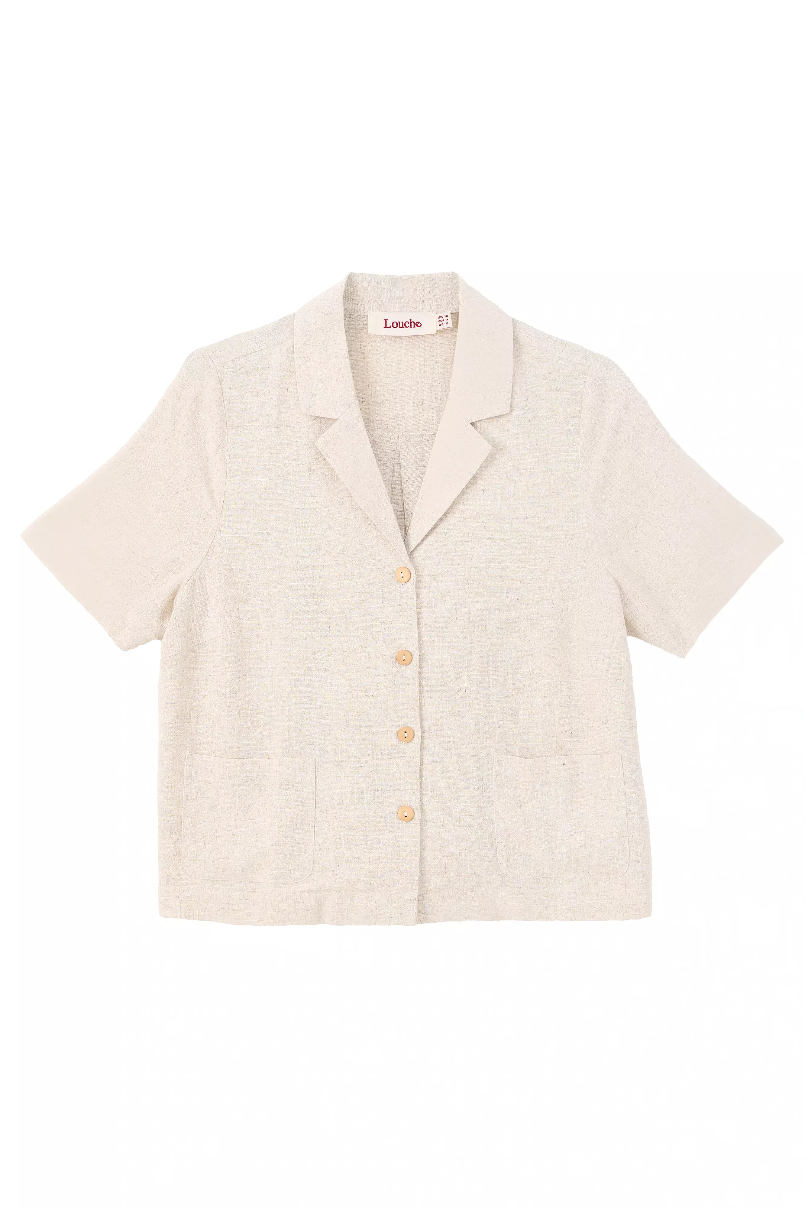 Kit Linen Mix 2 Pocket Short Sleeve Resort Shirt-Natural