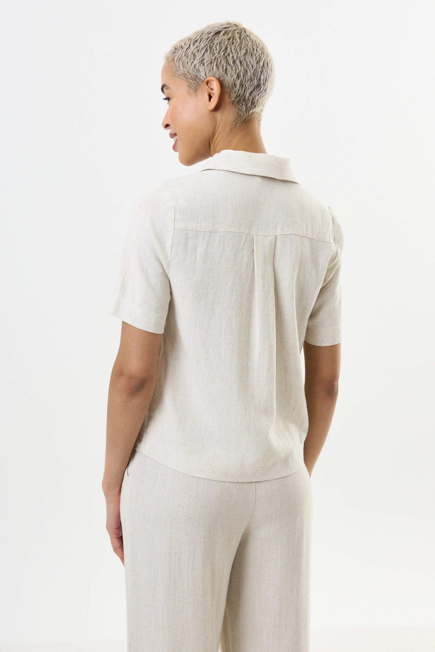 Kit Linen Mix 2 Pocket Short Sleeve Resort Shirt-Natural