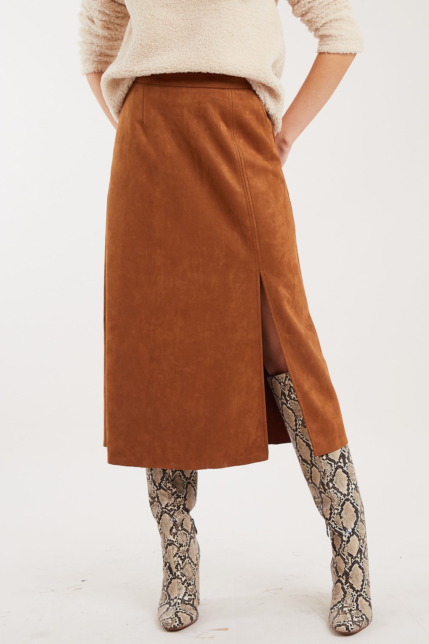 Louche Kiya Faux Suede Midi Skirt