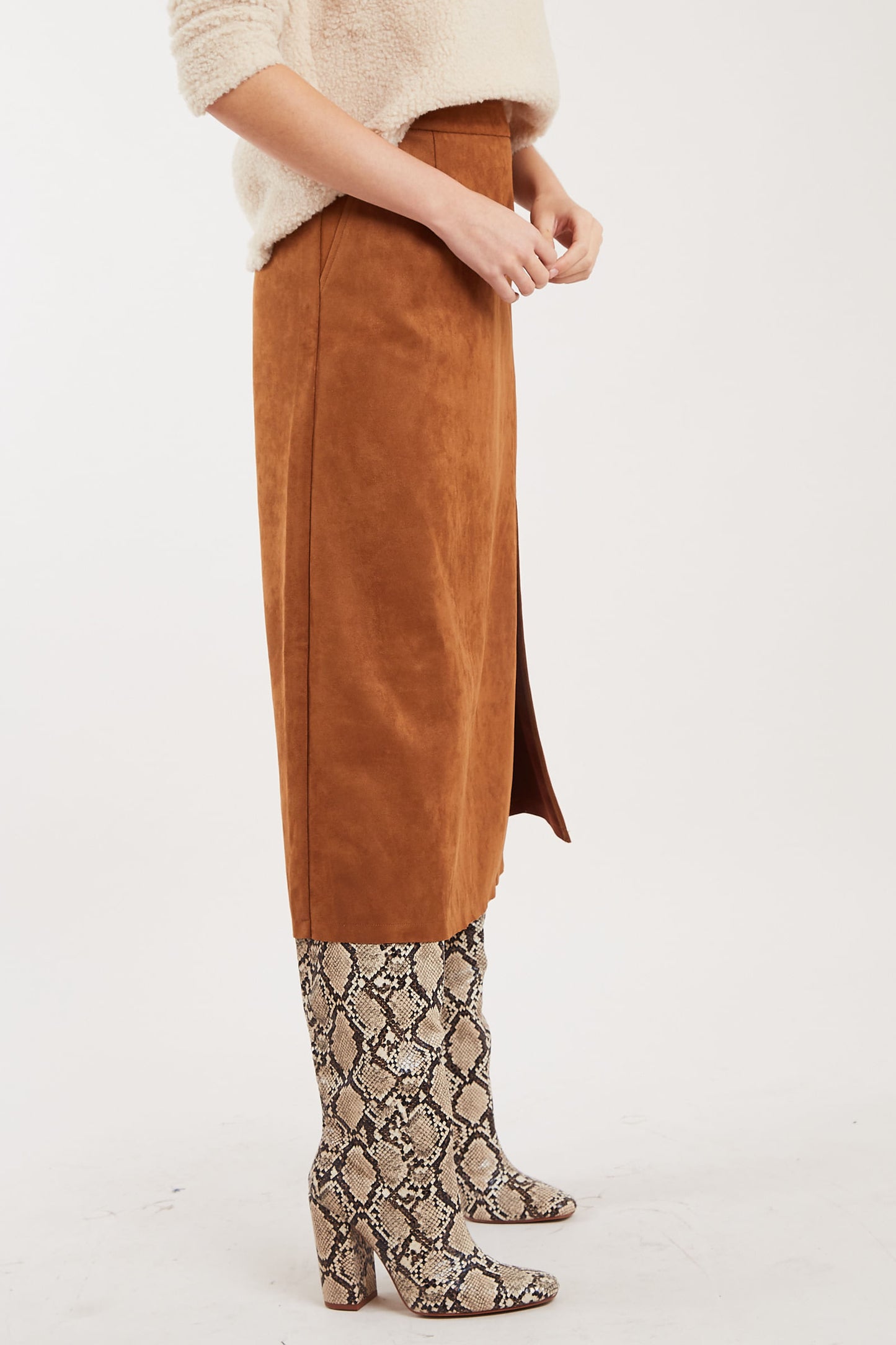 Louche Kiya Faux Suede Midi Skirt