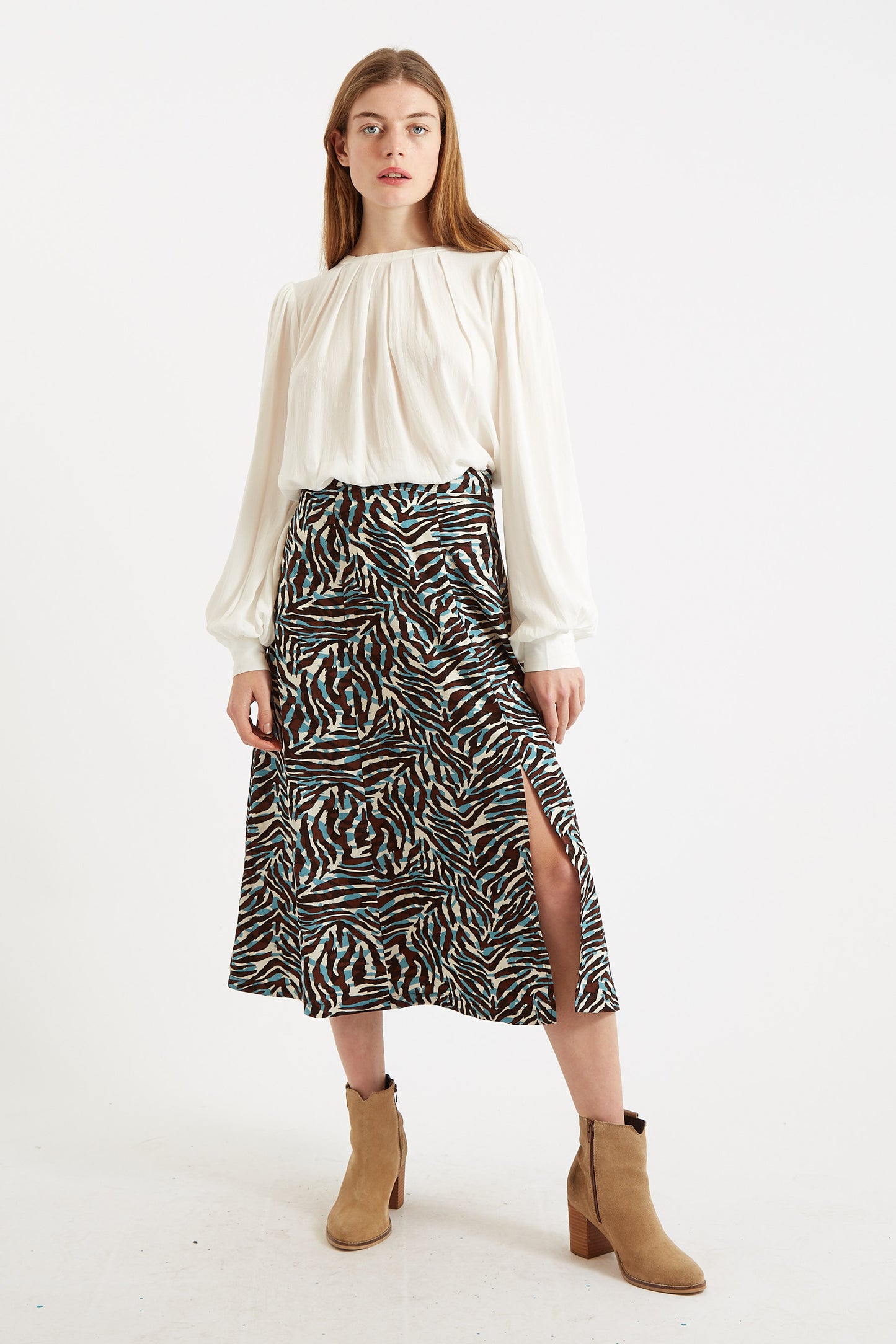 Kiyo Roar Print Midi Skirt