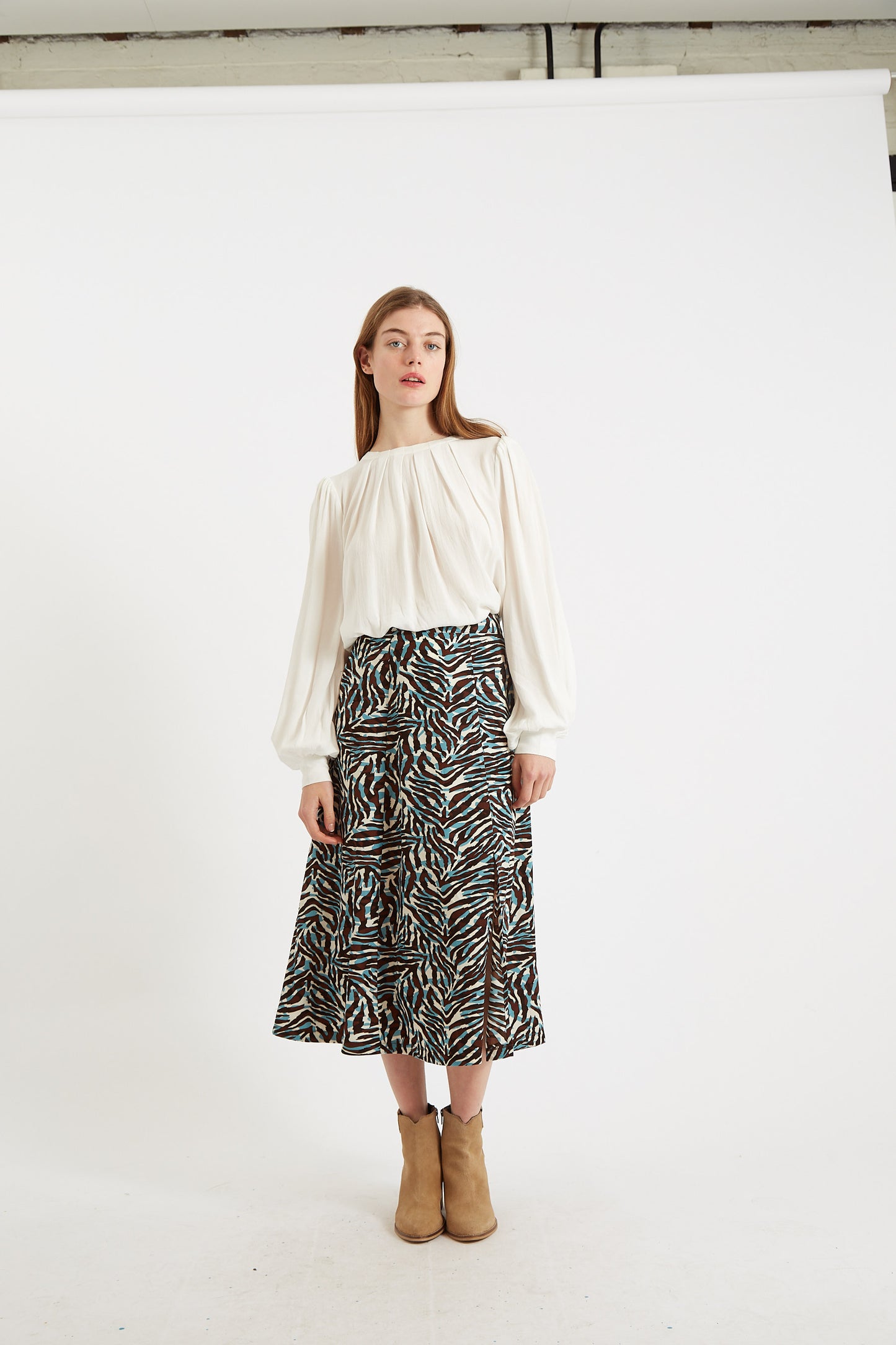 Kiyo Roar Print Midi Skirt