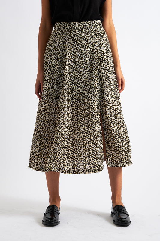 Kiyo Floral Print Midi Skirt