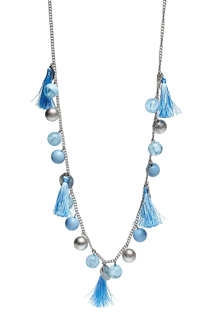 Laura Tassel And Bead Necklace - Silver