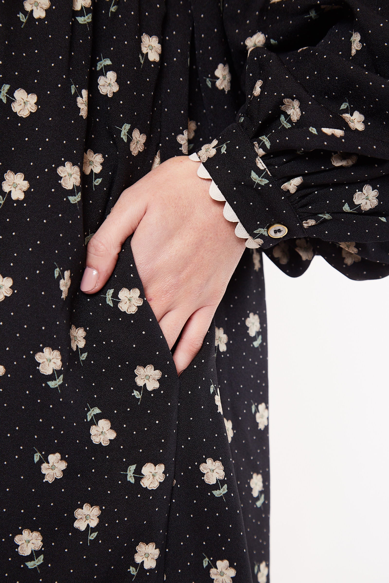 Louche Lilianne Anemone Print Mini Tiered Long Sleeve Dress - Styled