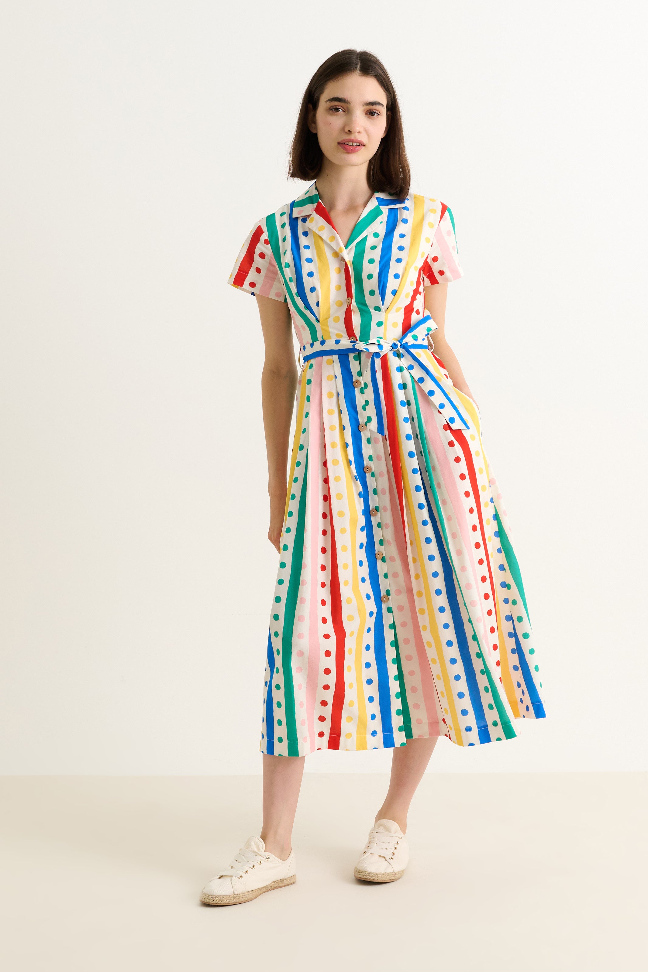 Lily Spots And Stripes Midi Shirtdress