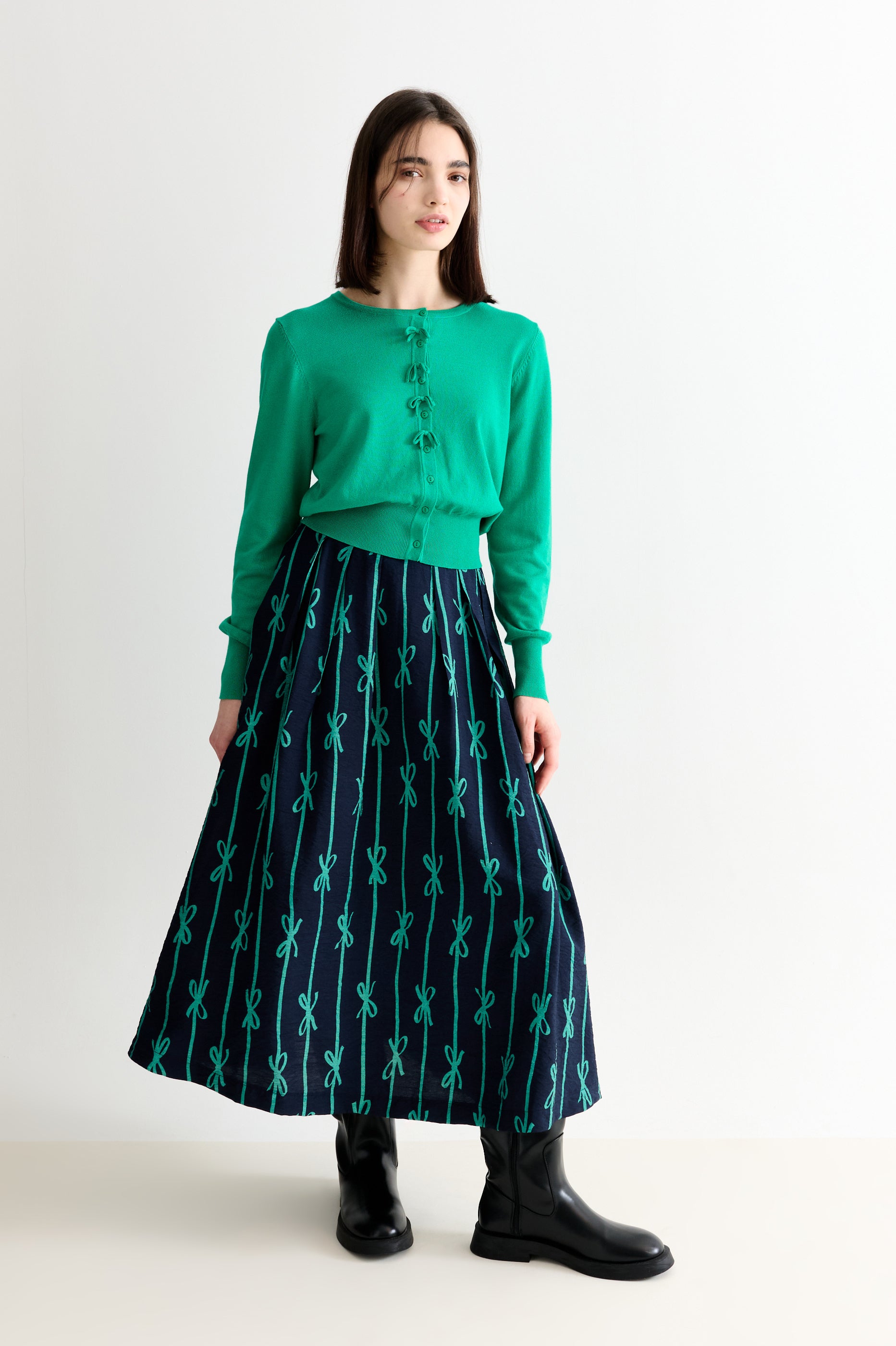 Lizea Tie Up Midi Skirt - Navy - Detail 1