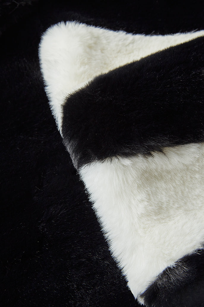 Lotan Black and White Faux Fur Scarf - Styled