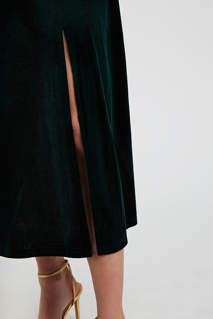 Lubin Velvet Cami Midi Dress - Green - Detail 2