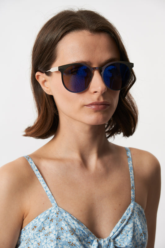 Louche Kiko Silver Round Sunglasses