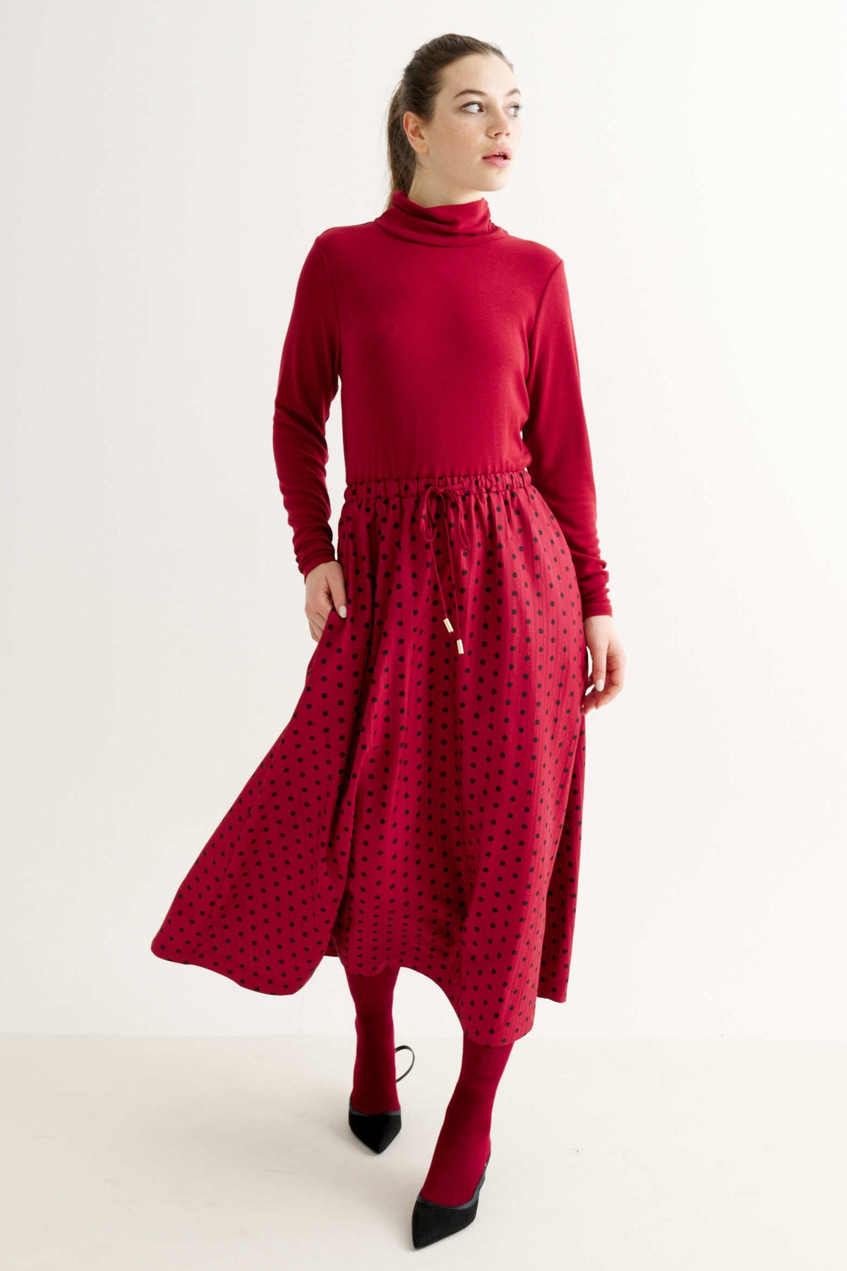 Lyra Spot Dress - Wine