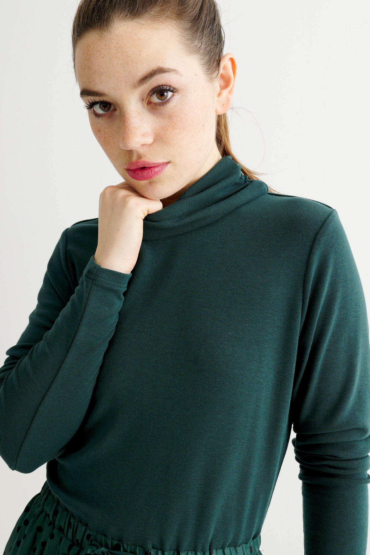 Lyra Spot Dress - Forest Green
