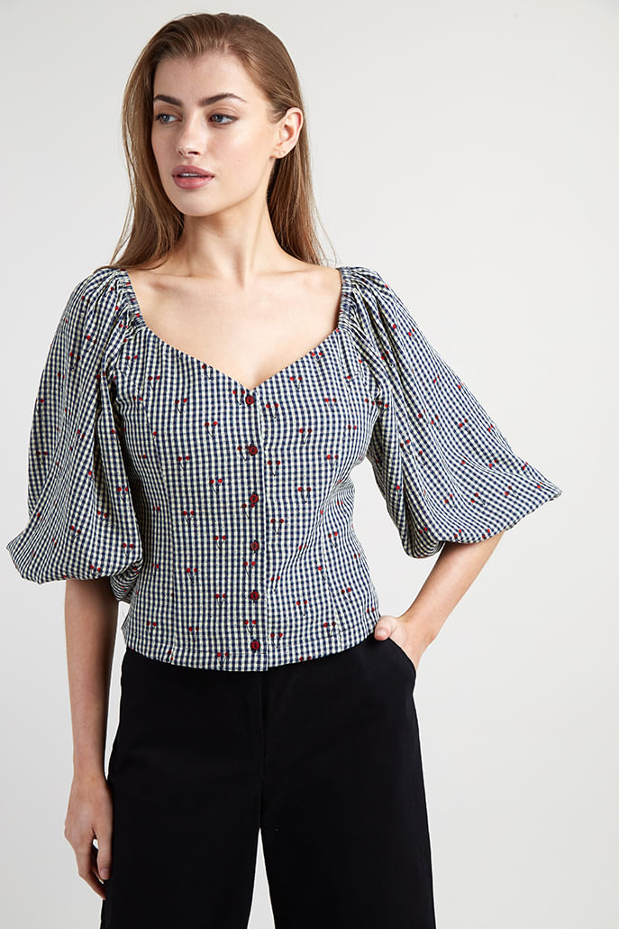 Louche Maewenn Cherry Check Blouse