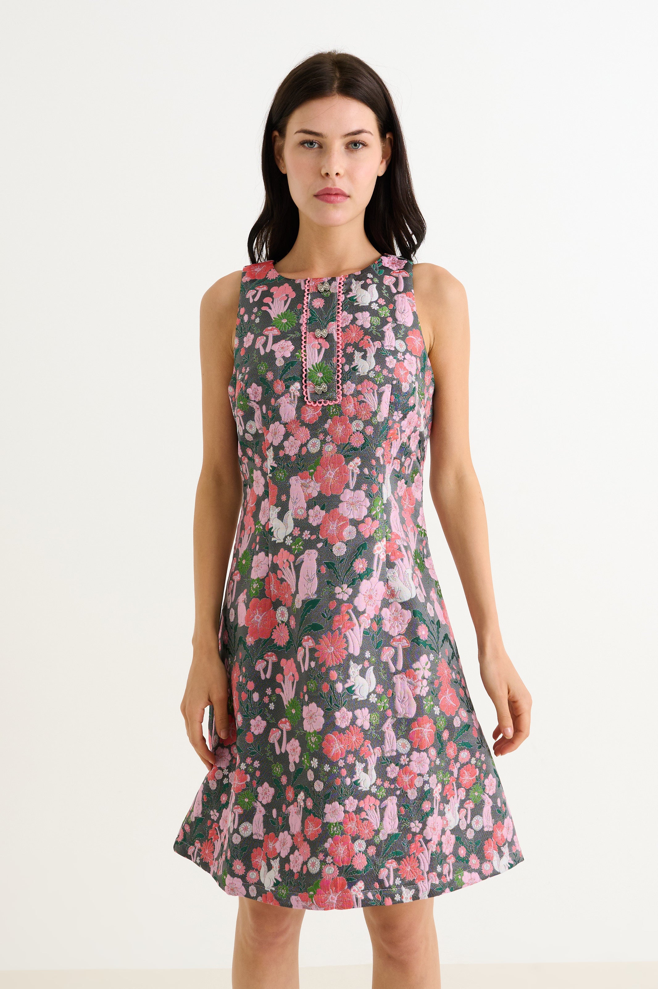 Marcia Fairytale Jacquard A-line Mini Dress - Pink