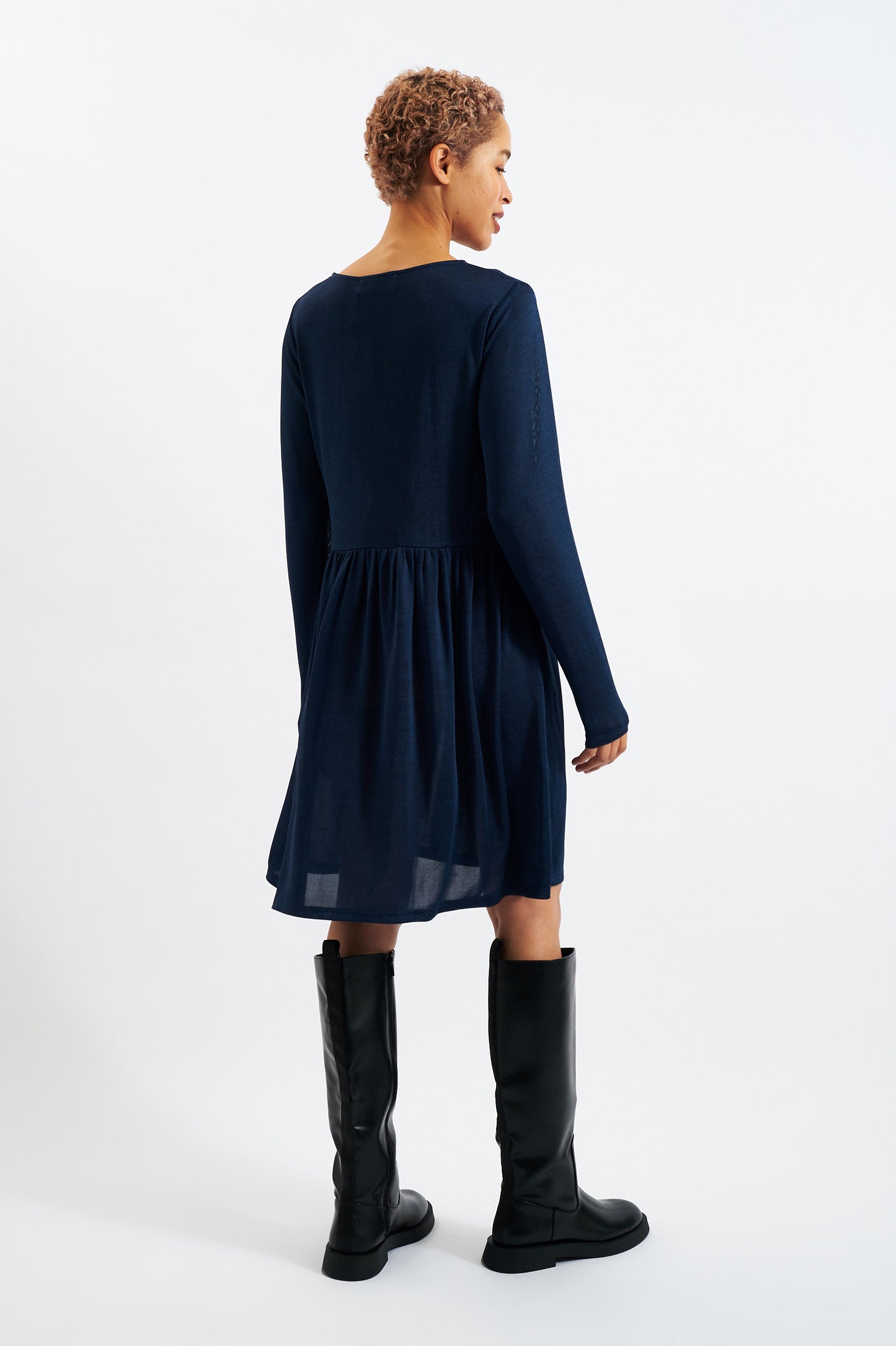 Marylene Marl Throw On Mini Dress in Navy