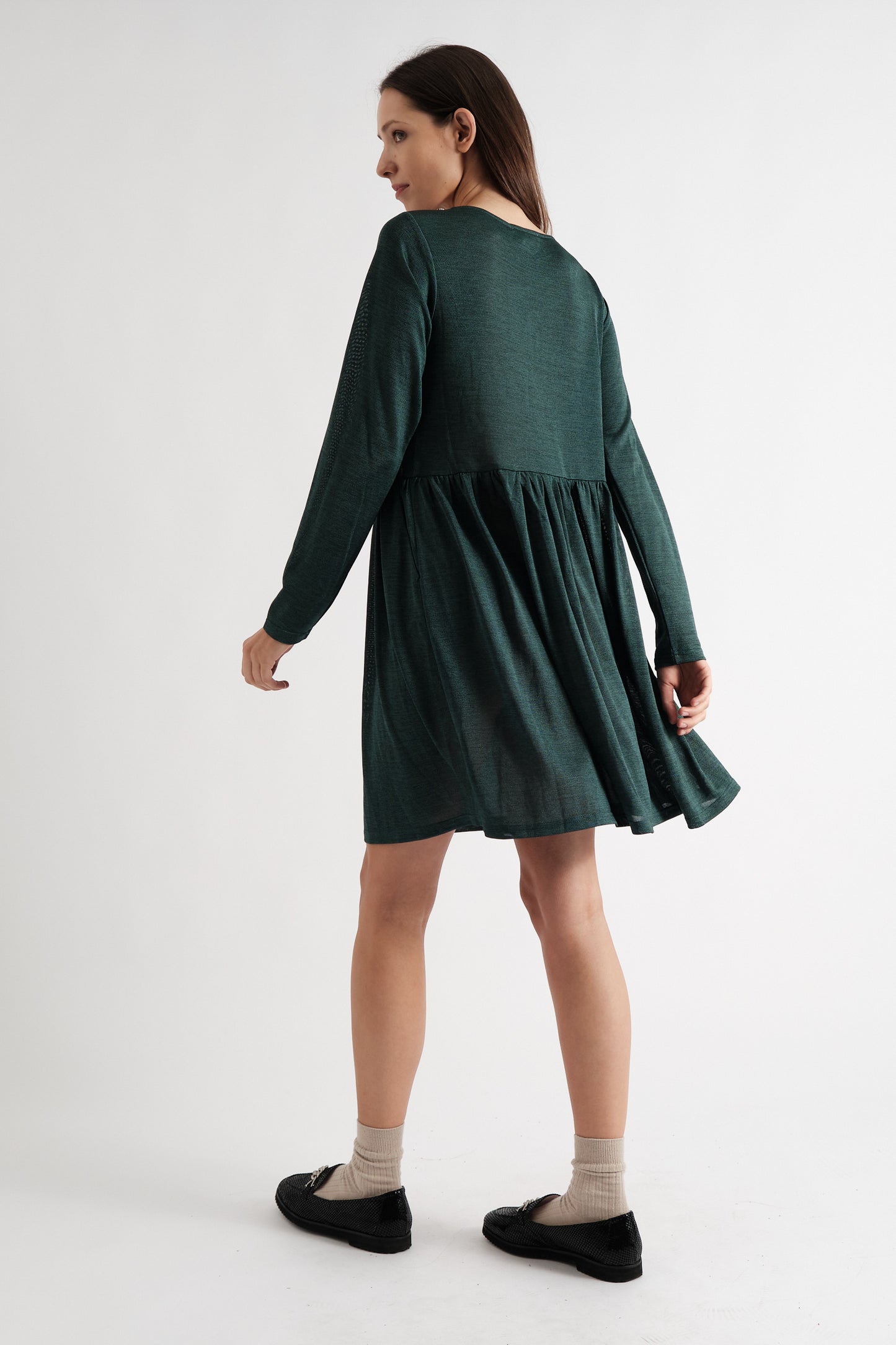 Marylene Marl Throw On Mini Dress in Green