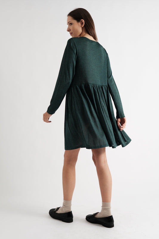 Marylene Marl Throw On Mini Dress in Green