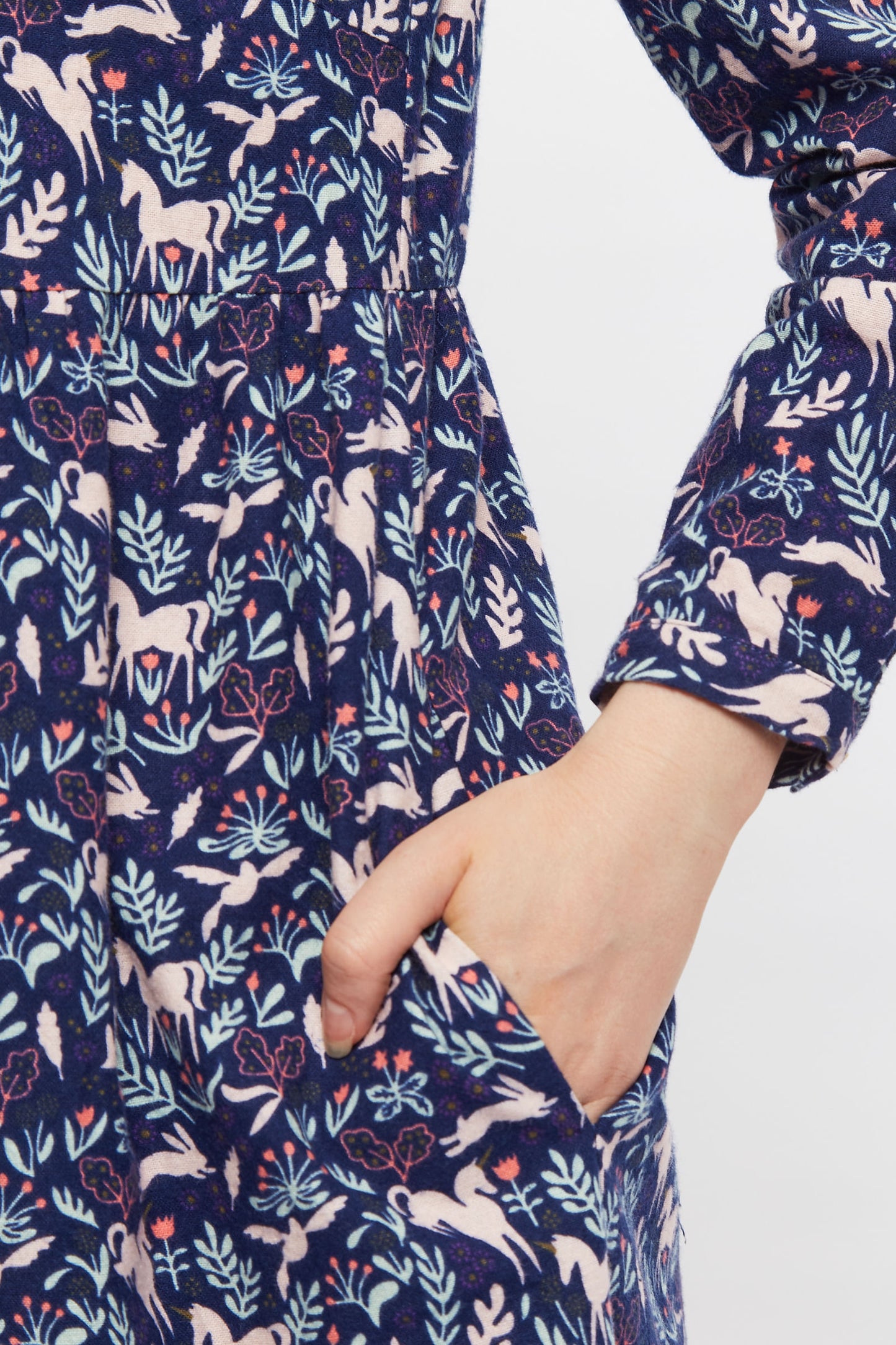 Macha Magic Forest Print Long Sleeve Tiered Midi Dress