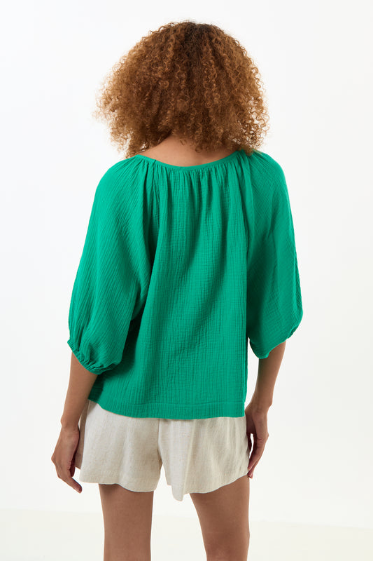 Mayanna Double Gauze Blouse - Green