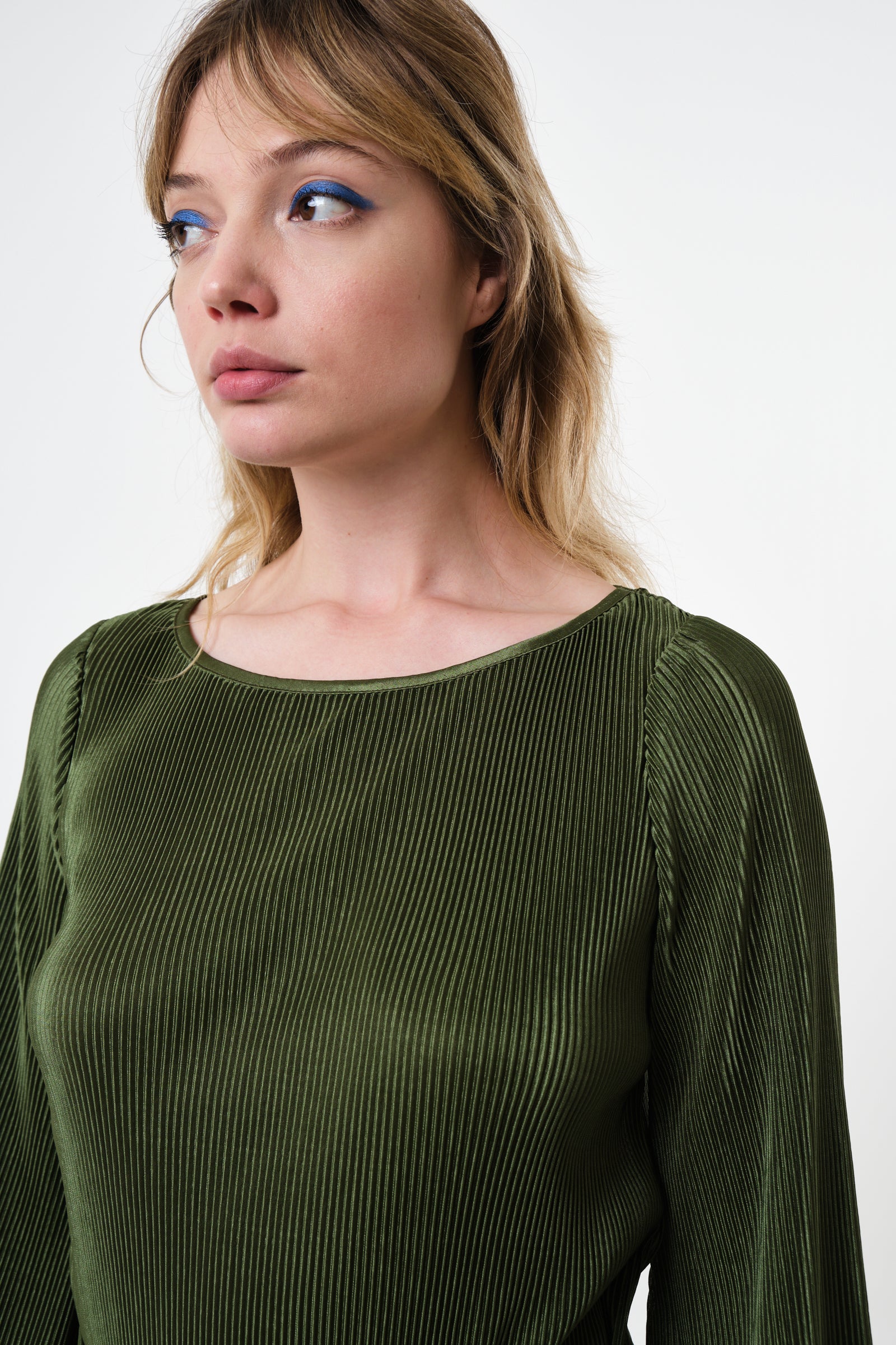 Mayanna Pleat 3/4 Sleeve Top - Sage - Detail 1