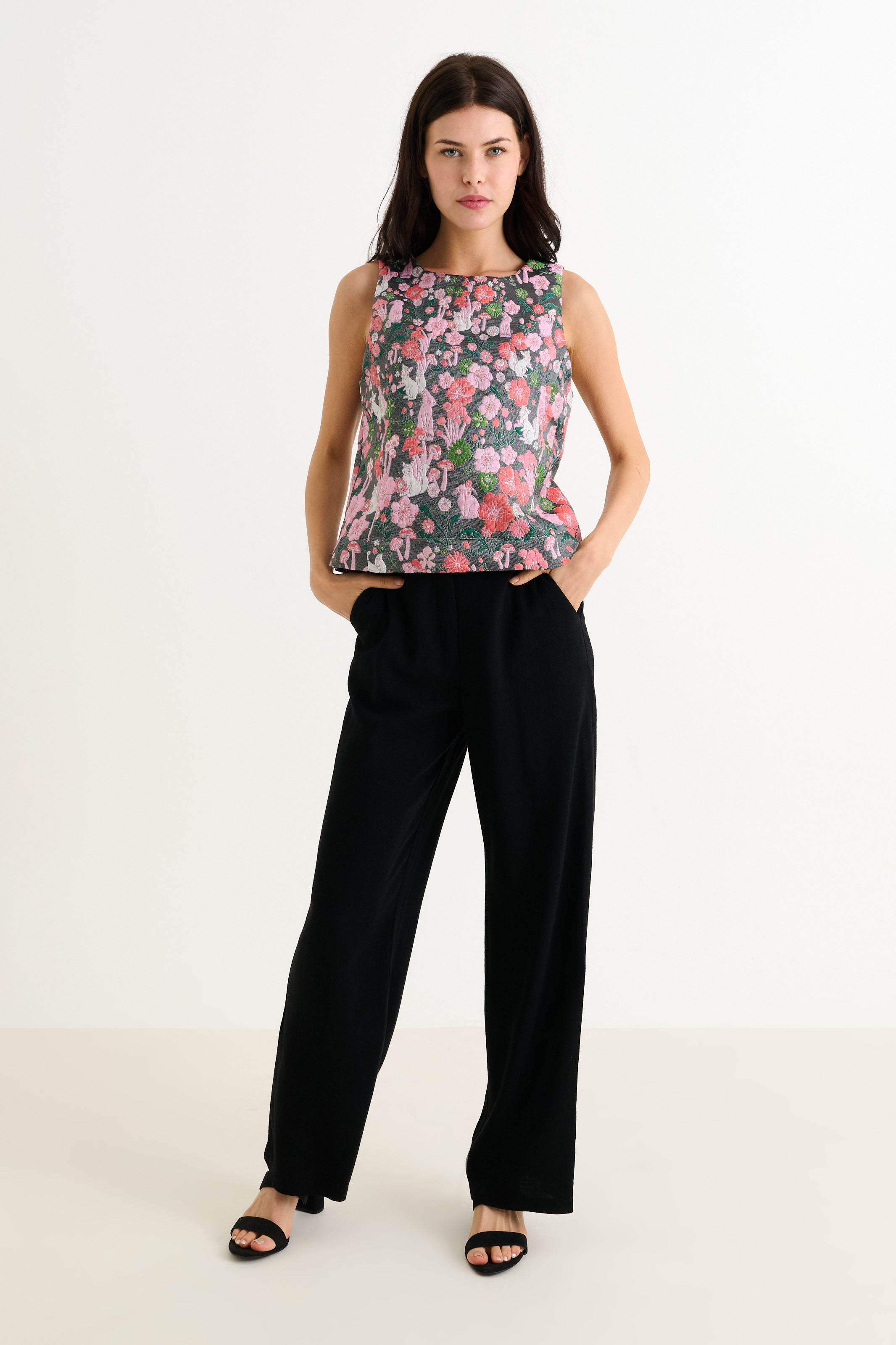 Mea Fairytale Jacquard Sleeveless Top - Pink