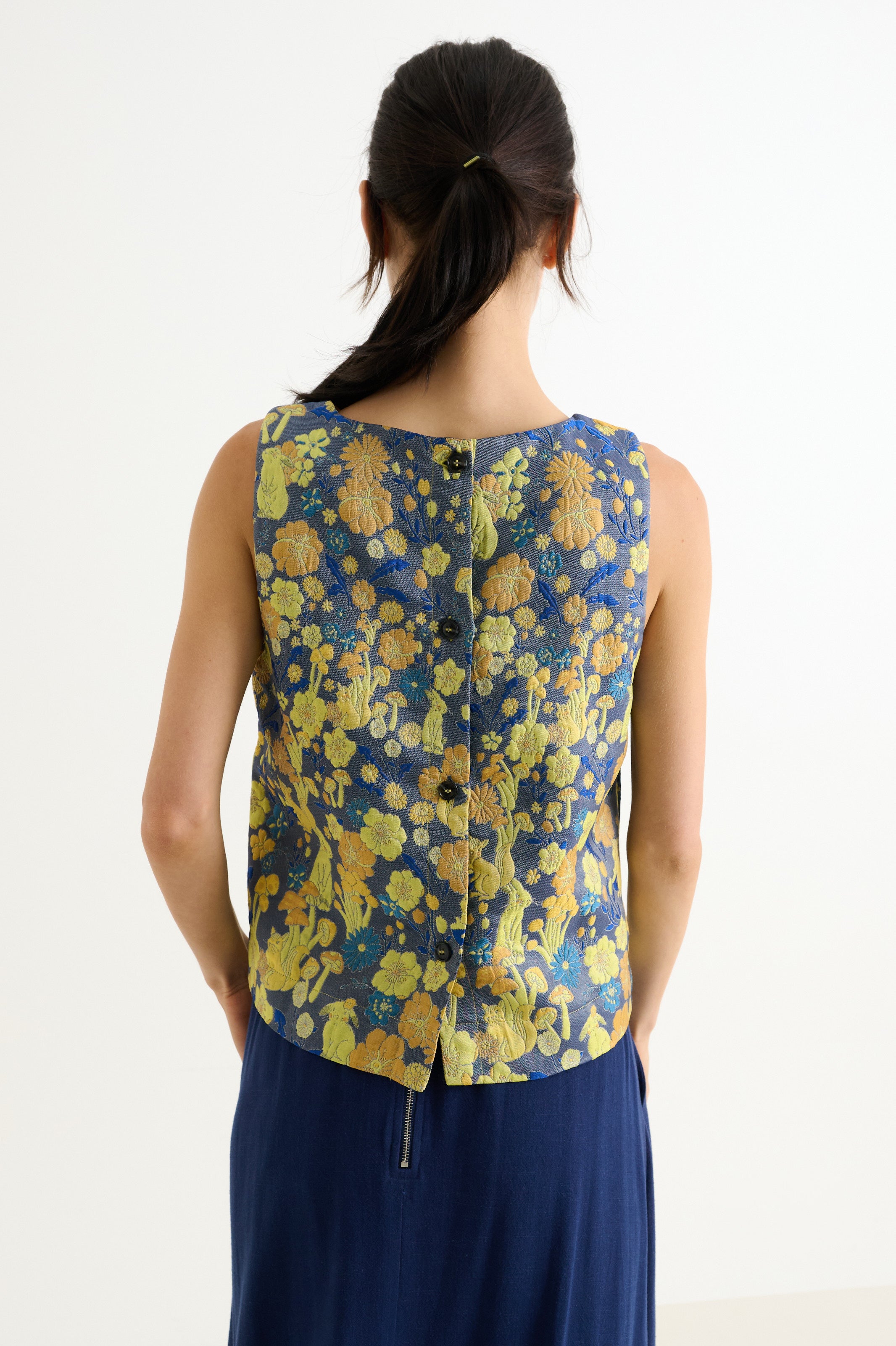 Mea Fairytale Jacquard Sleeveless Top - Yellow