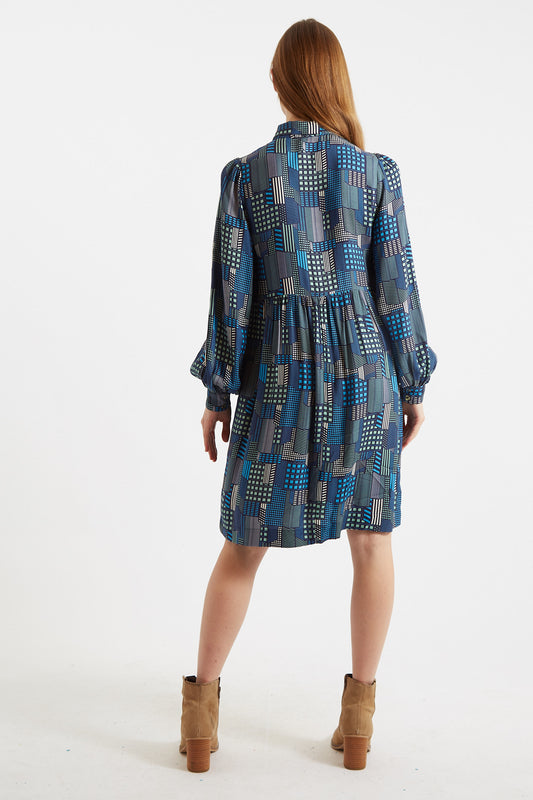 Melly Geo City Print Mini Shirt Dress