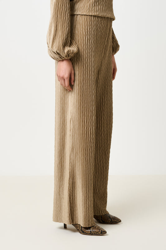Melvin Velvet Pleat Trouser - Pale Taupe