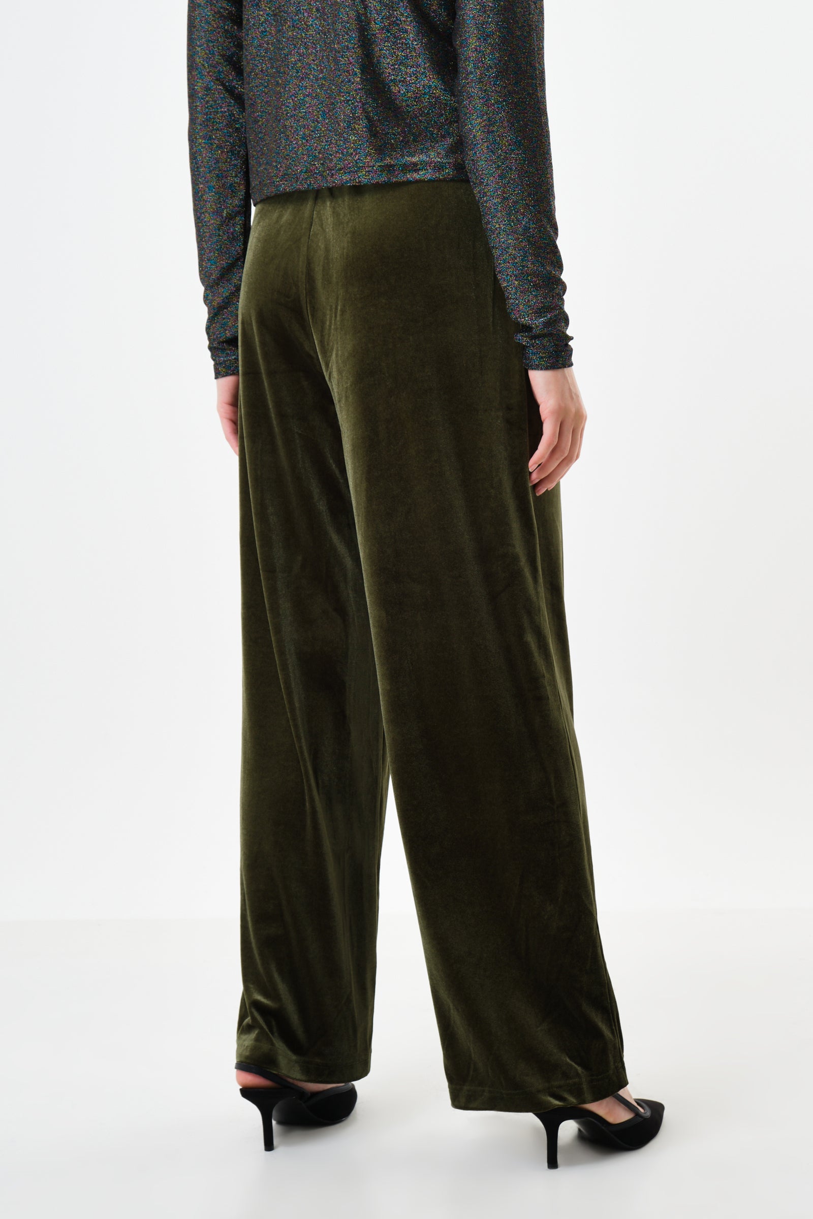 Melvin Velvet Wide Leg Trousers - Sage