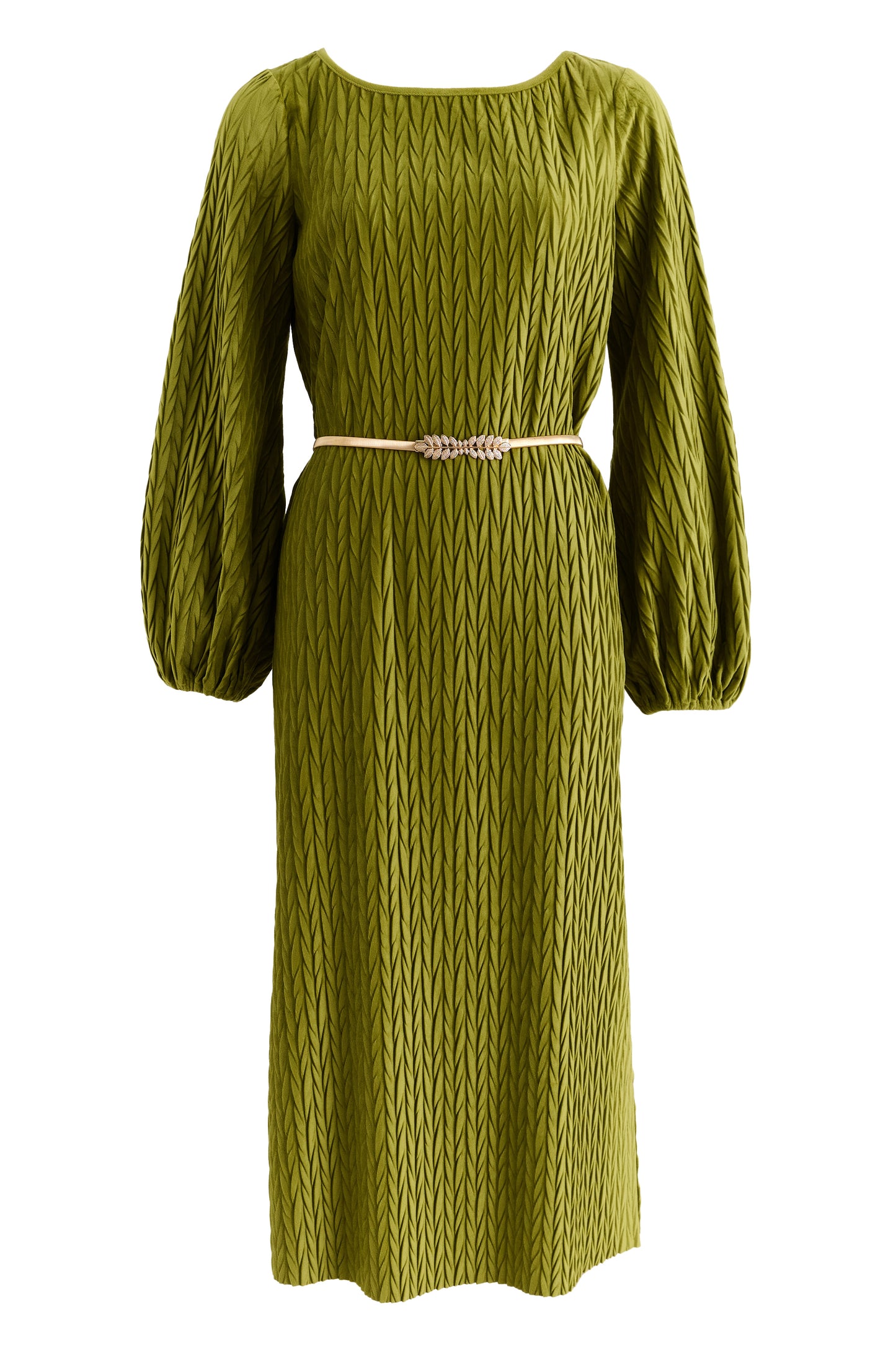 Milene Velvet Pleat Midi Dress - Kiwi