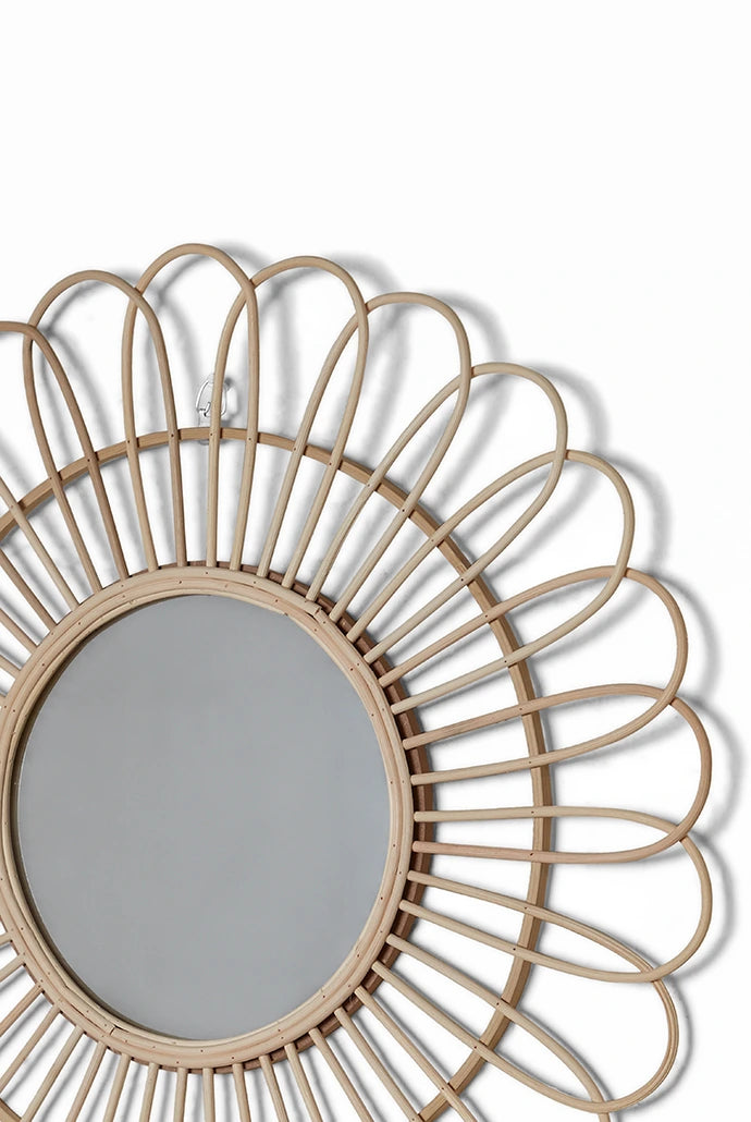 Flower Shaped Cane Framed Large Mirror - Styled