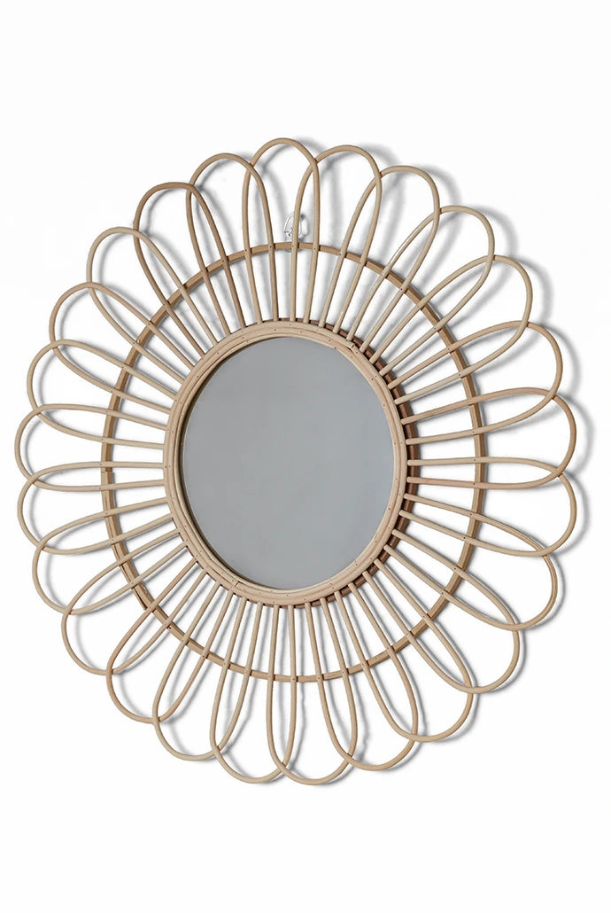 Flower Shaped Cane Framed Large Mirror