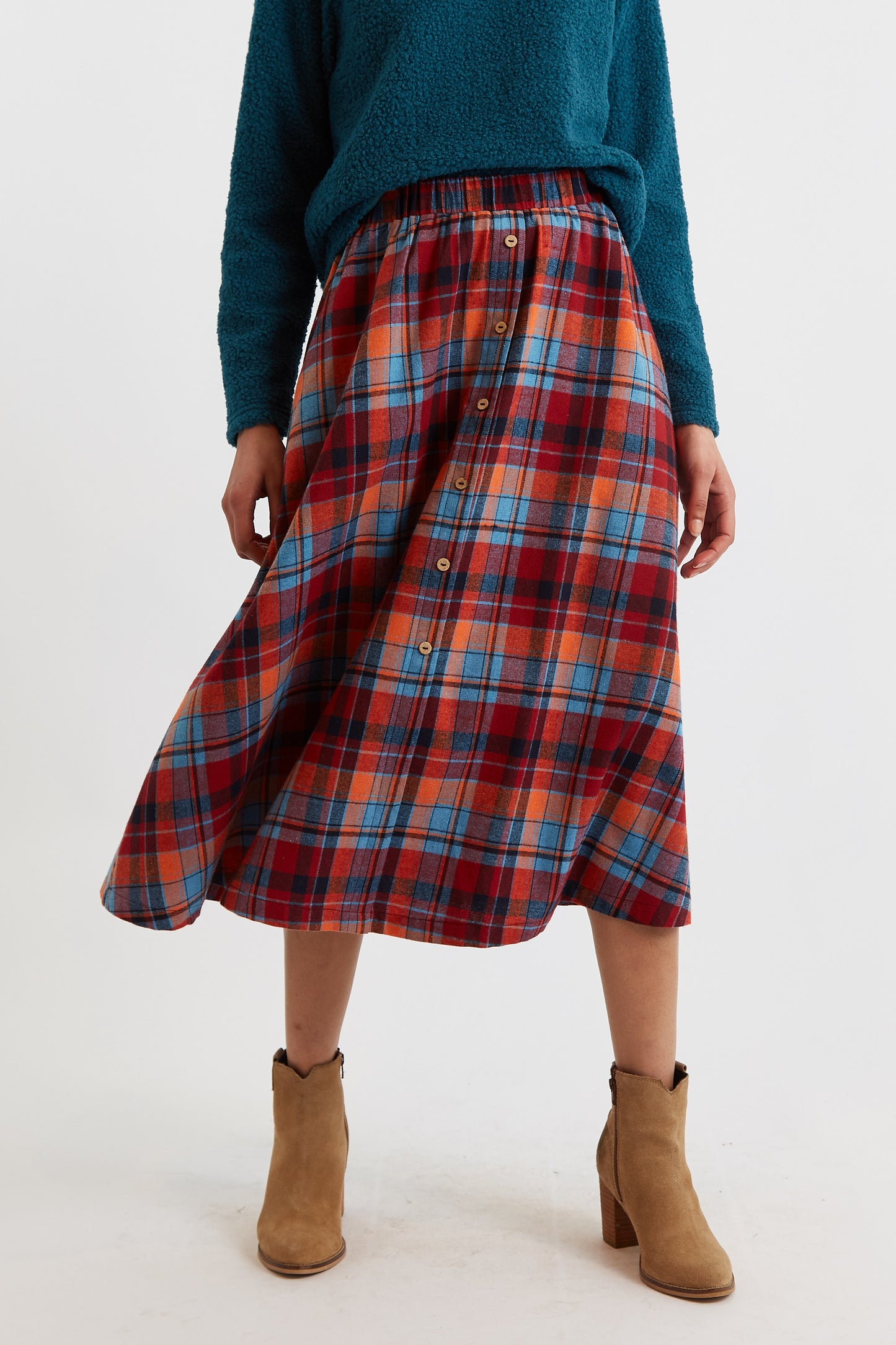 Nese New Tartan Midi Skirt