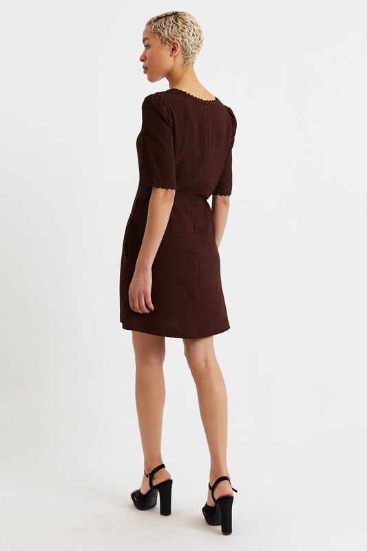 Nova Freckle Print Square Neck Mini Dress