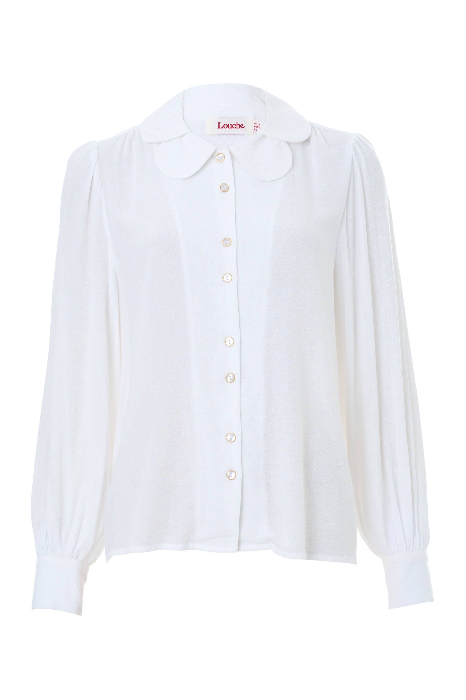 Octavia Crepe Petal Collar Blouse - Off White - Styled