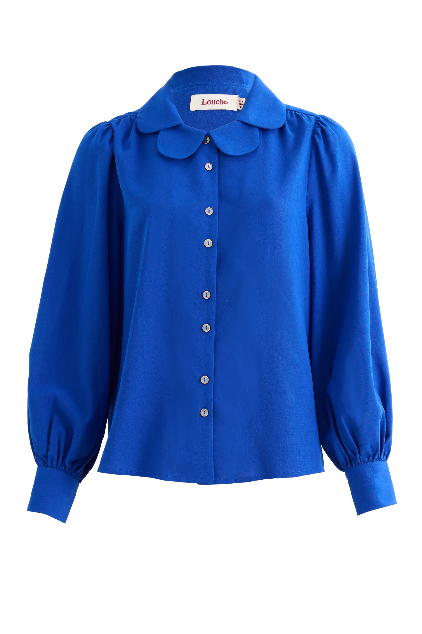 Octavia Moss Crepe Overlap Collar Shirt - Blue