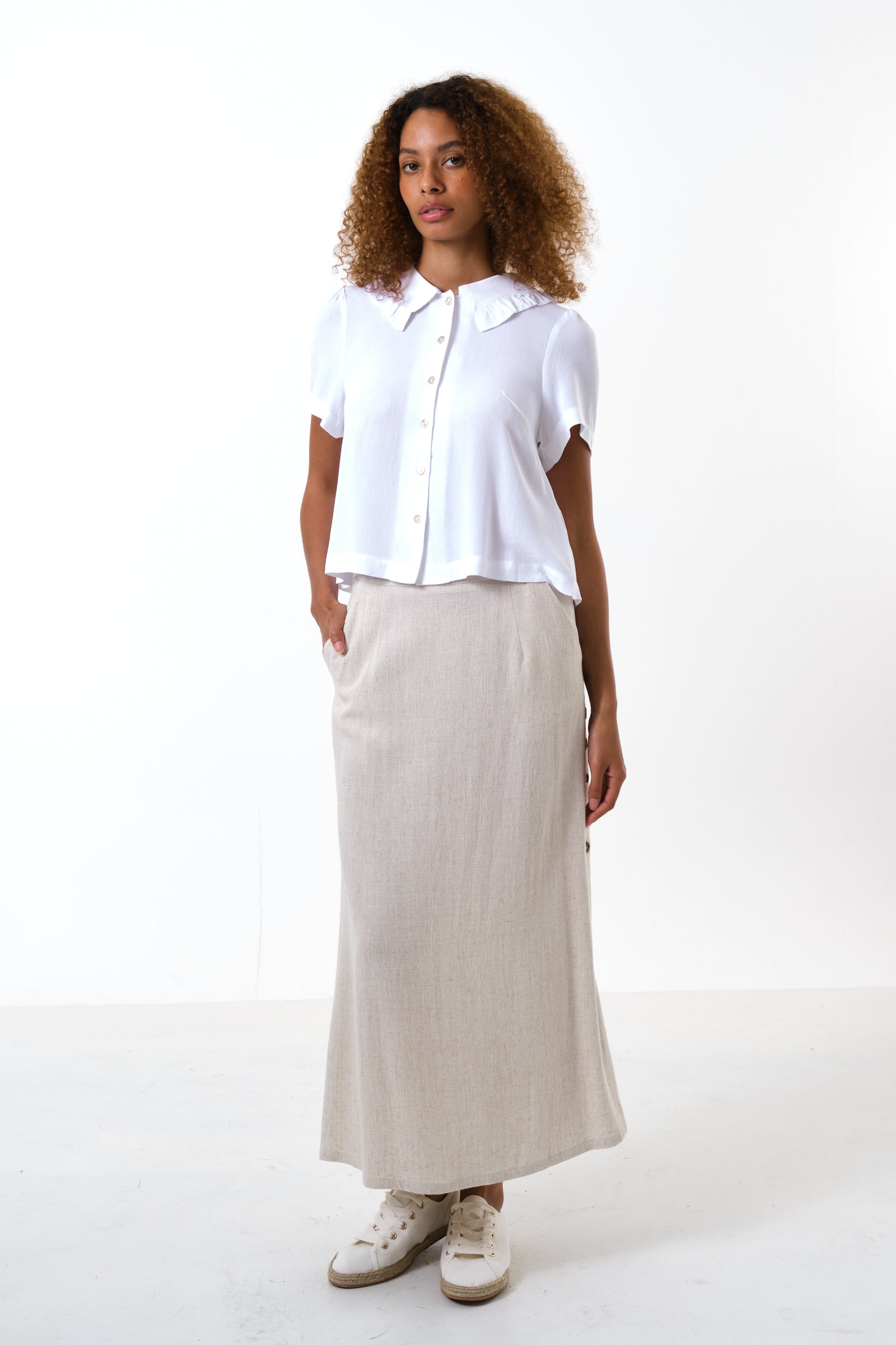 Padma Ruffle Collar Short Sleeve Blouse - Detail 2