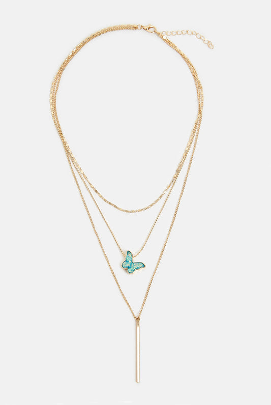 Louche Papillon 3 Strand Pendant Necklace